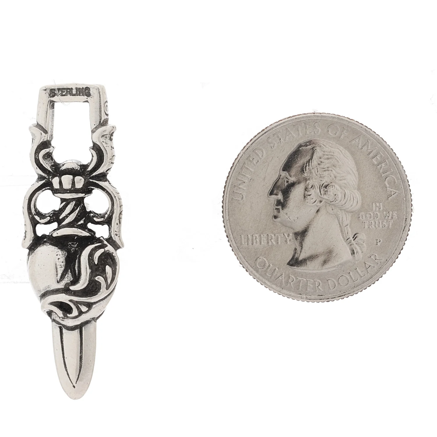 Sterling Silver Dagger Heart Pendant - Image 2
