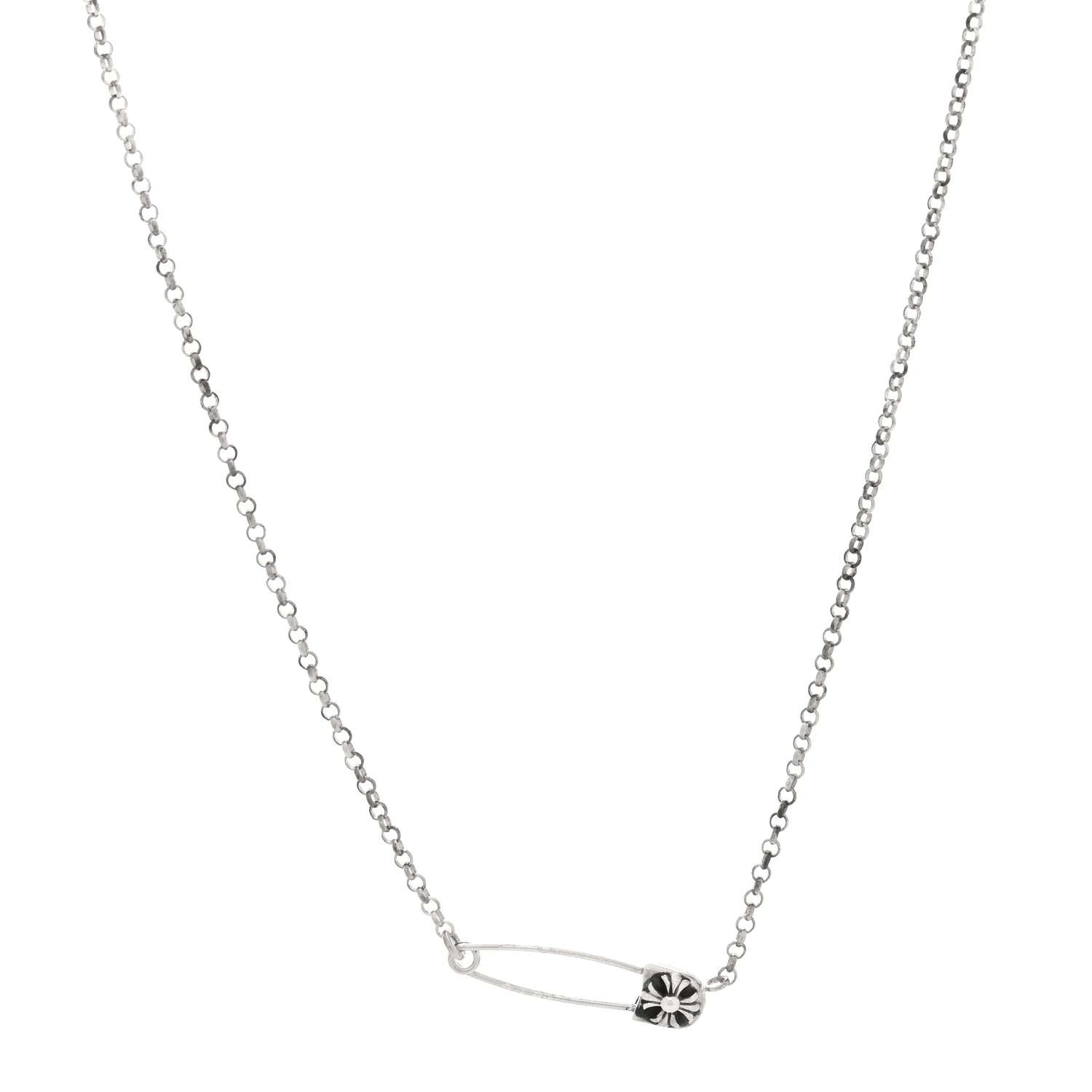 Sterling Silver Safety Pin Pendant Necklace