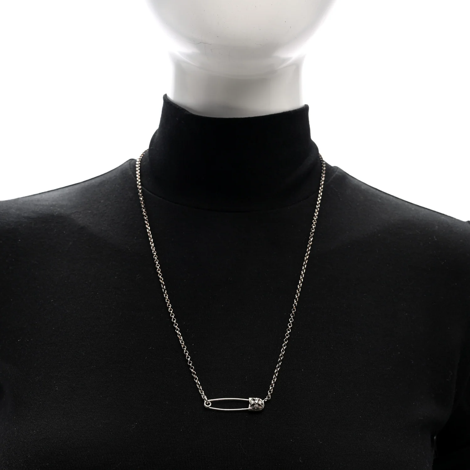 Sterling Silver Safety Pin Pendant Necklace - Image 2
