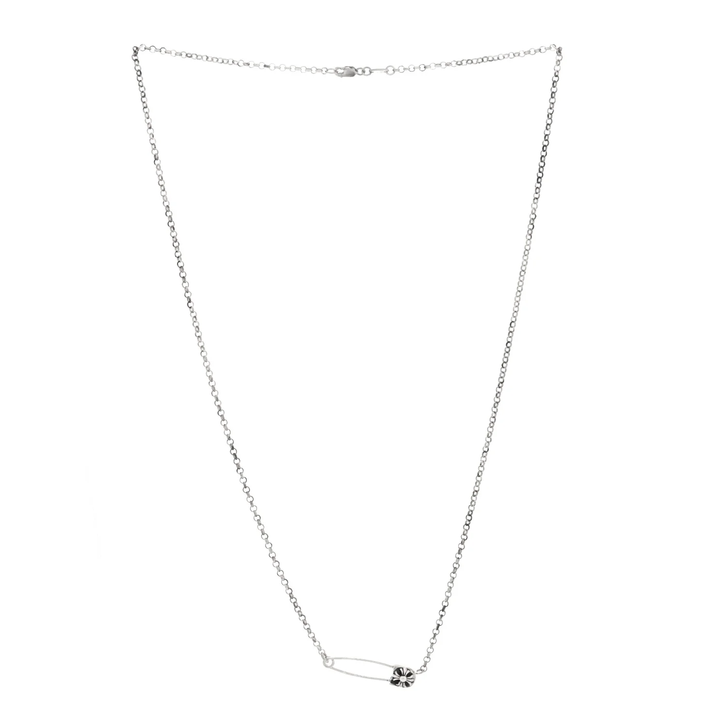 Sterling Silver Safety Pin Pendant Necklace - Image 3
