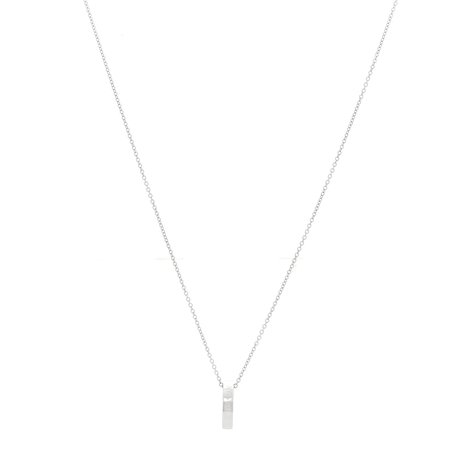 18K White Gold Diamond D Side Pendant Necklace