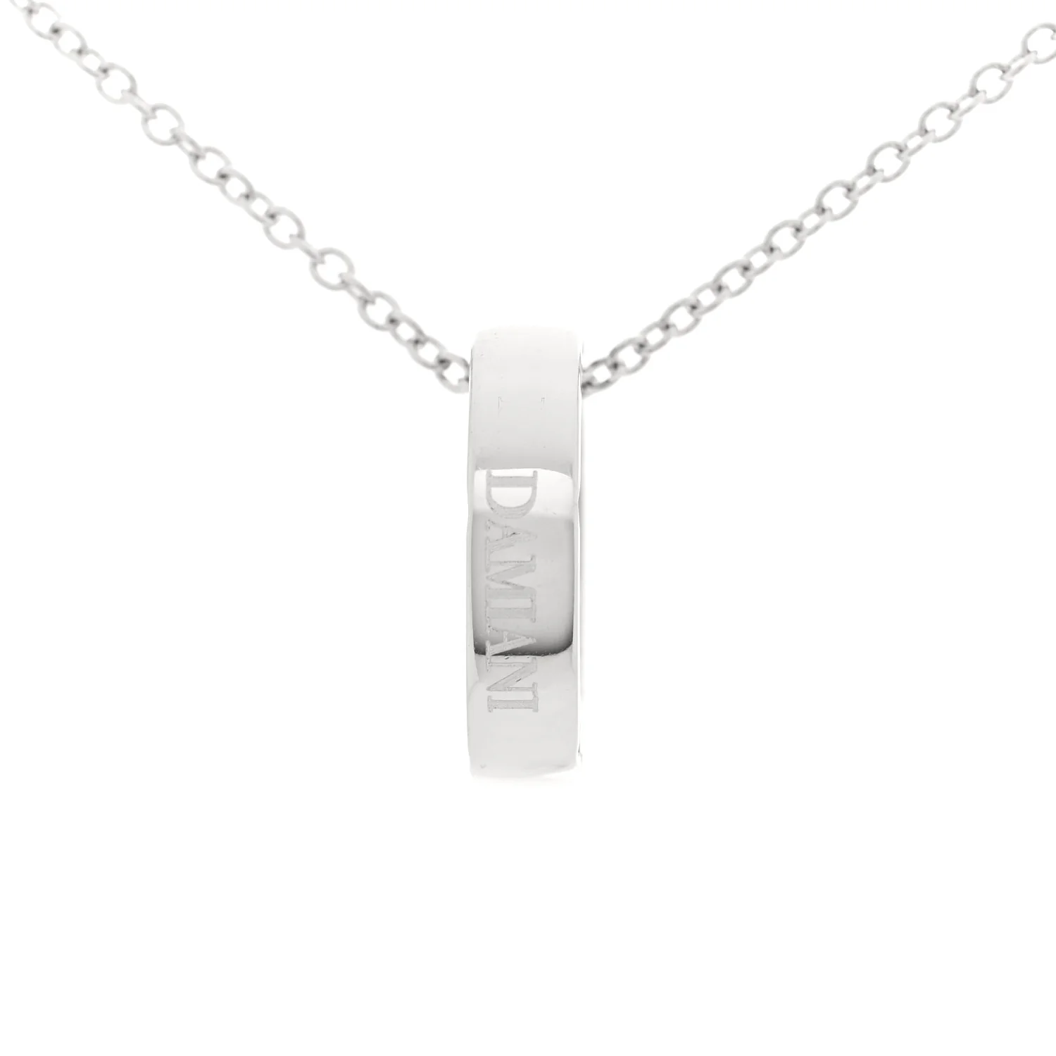 18K White Gold Diamond D Side Pendant Necklace - Image 5