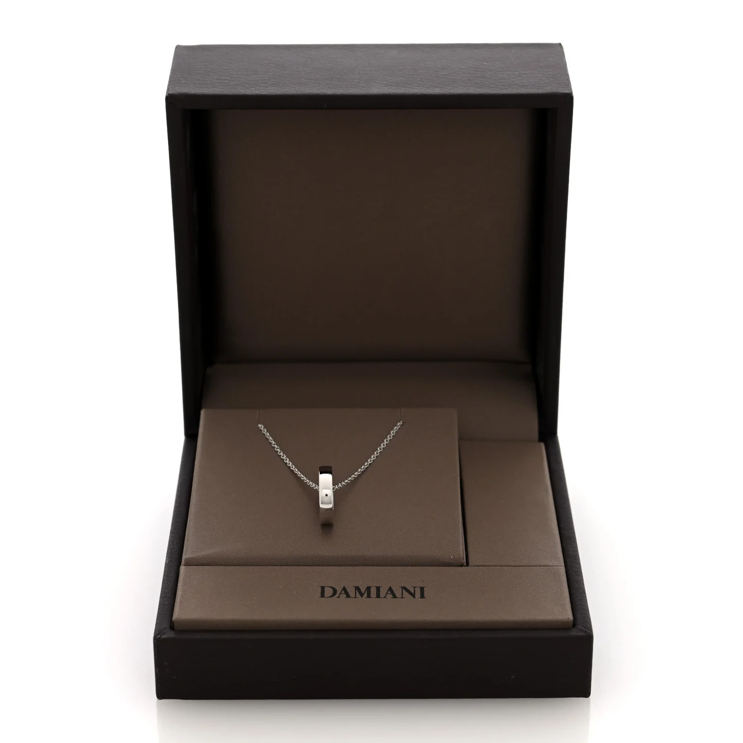 18K White Gold Diamond D Side Pendant Necklace - Image 6