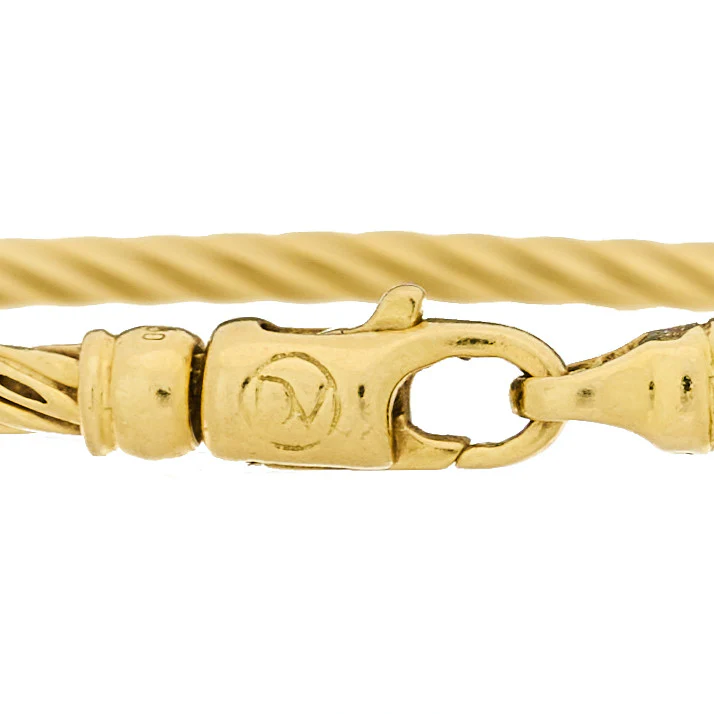 18K Yellow Gold 3mm Cable Bangle Bracelet - Image 3