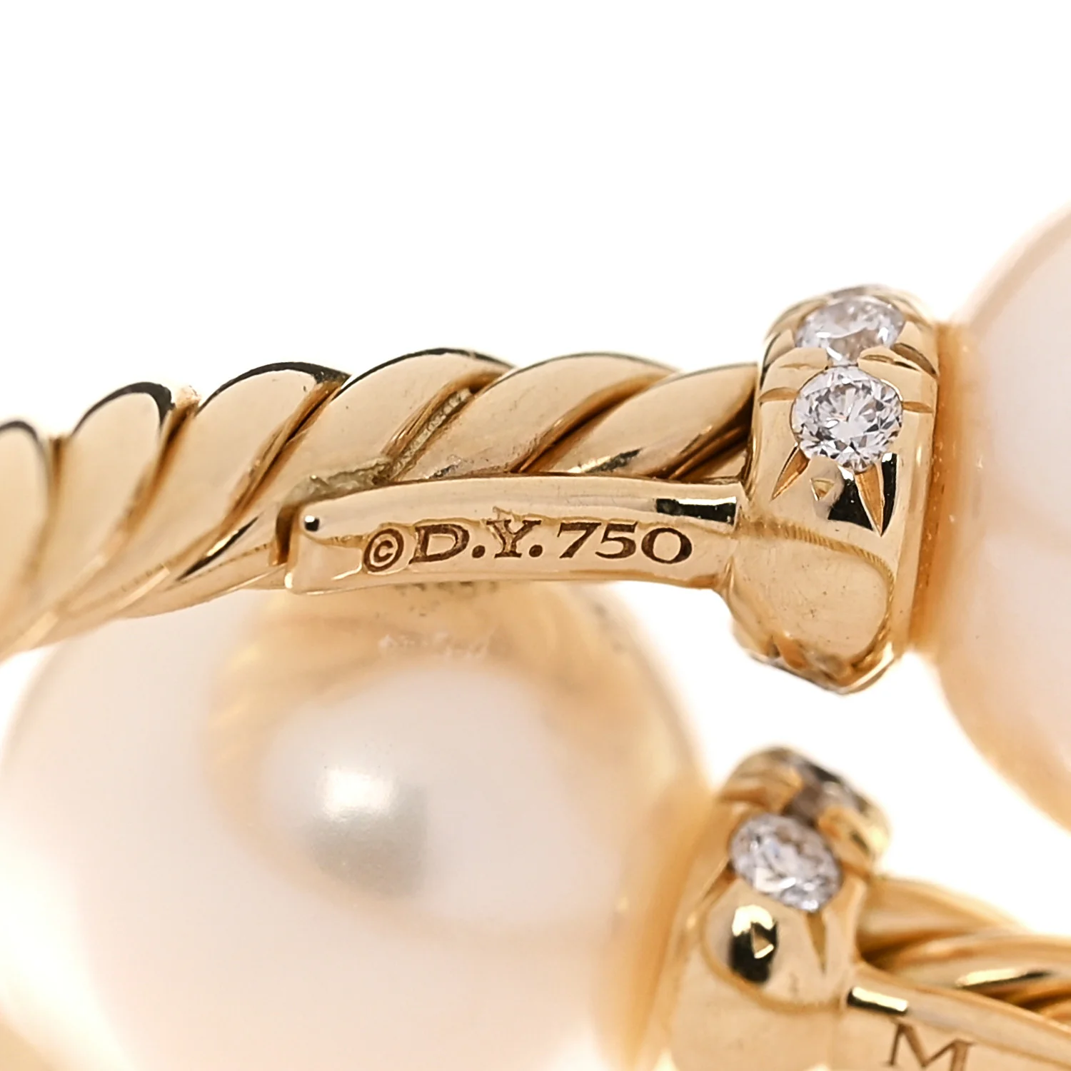 18K Yellow Gold Cultured Pearl Diamond 7.5mm Solari Bypass Ring 54 6.75 - Image 4