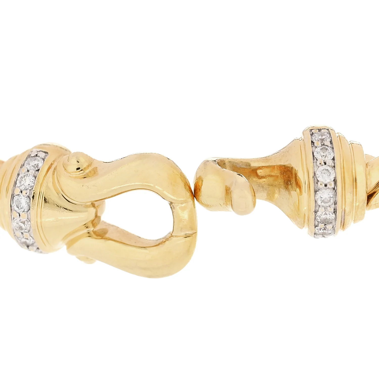 18K Yellow Gold Diamond 3.5mm Buckle Cablespira Bracelet - Image 5