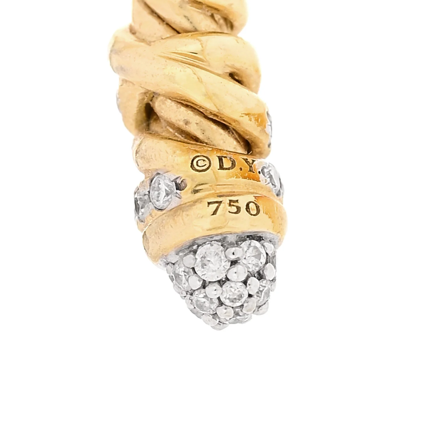 18K Yellow Gold Diamond 3mm Petite Helena Cuff Bracelet - Image 3