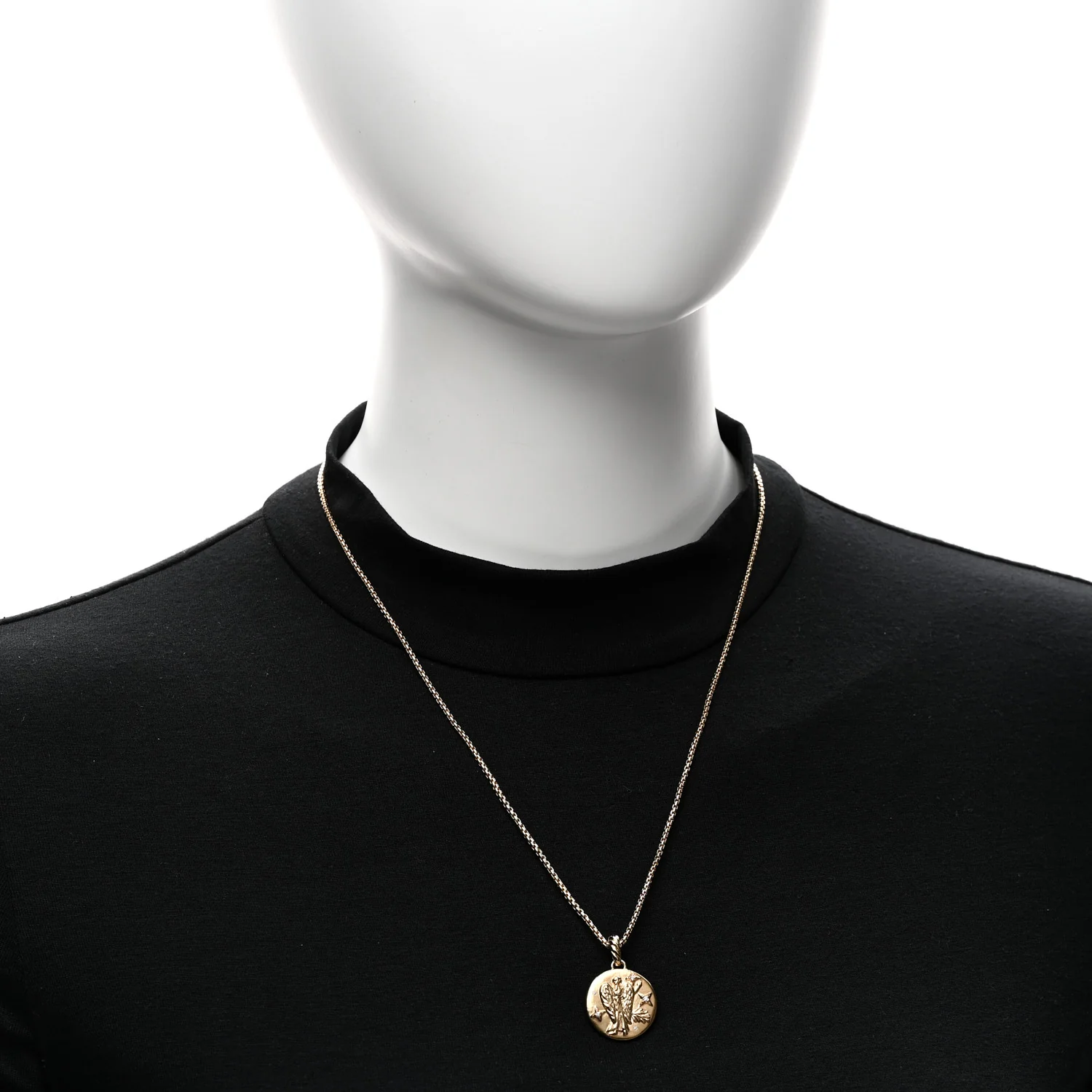 18K Yellow Gold Diamond Virgo Amulet Pendant Necklace - Image 2