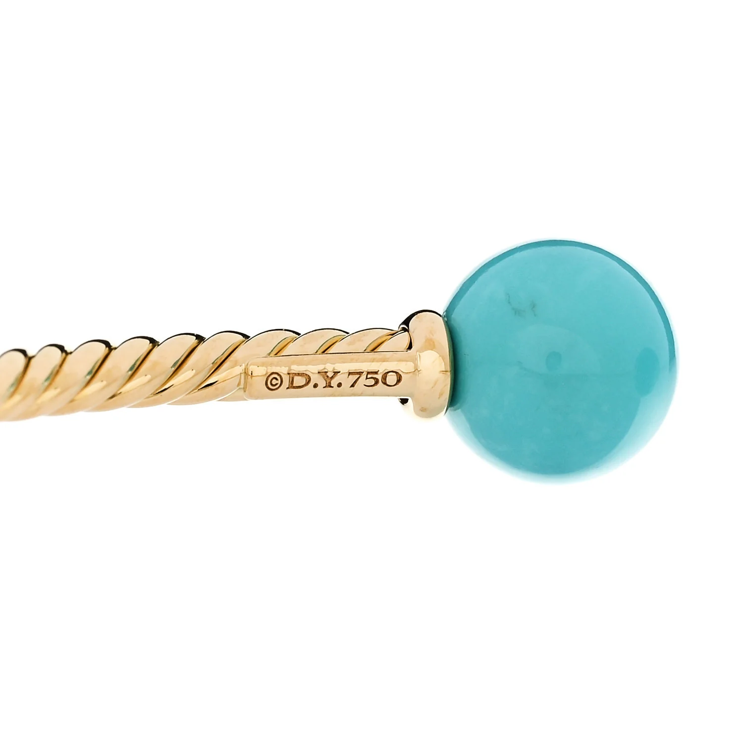 18K Yellow Gold Turquoise 8.5mm Solari Bead Bracelet - Image 3