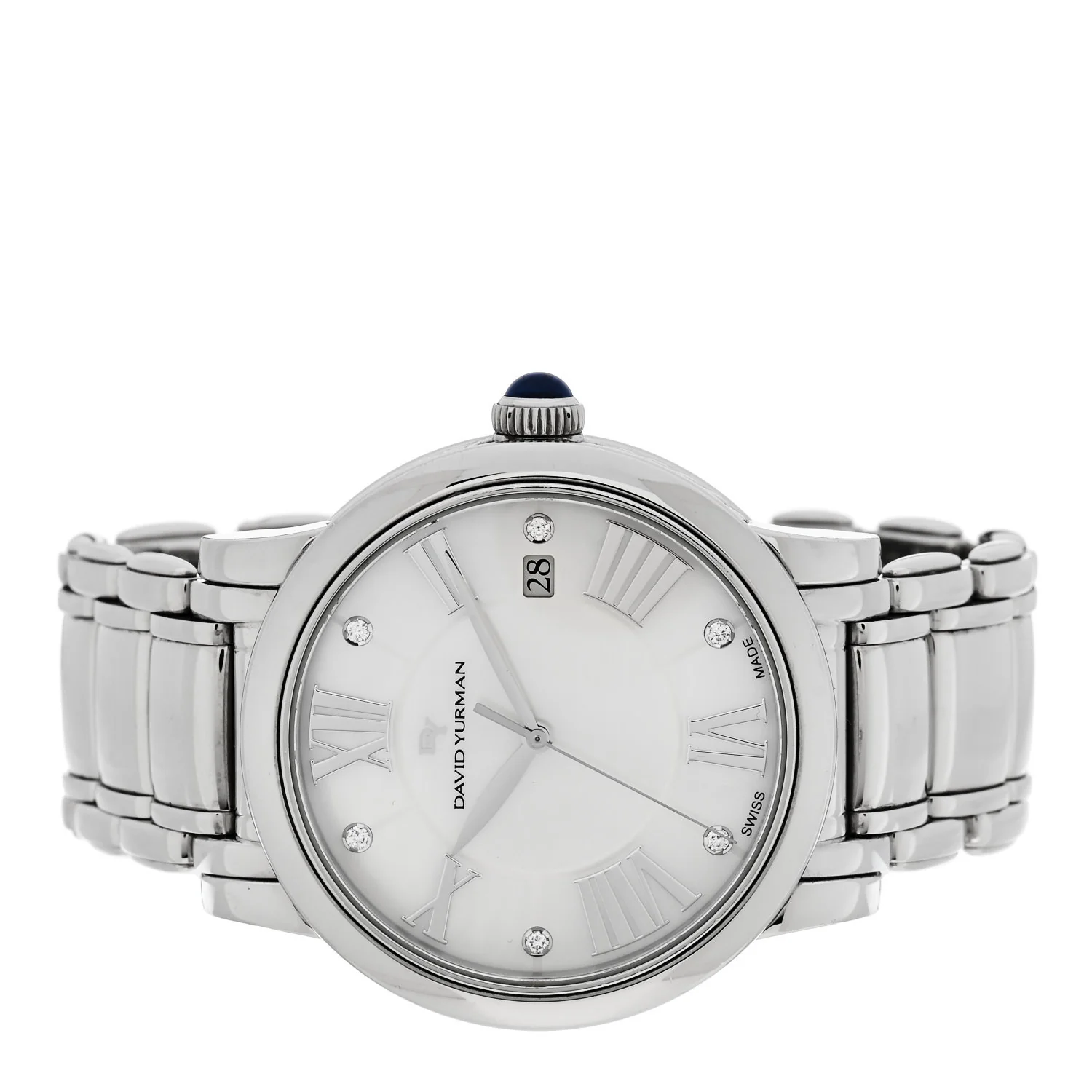 Stainless Steel Diamond Mother of Pearl 38mm Classic Quartz Watch - Image 2