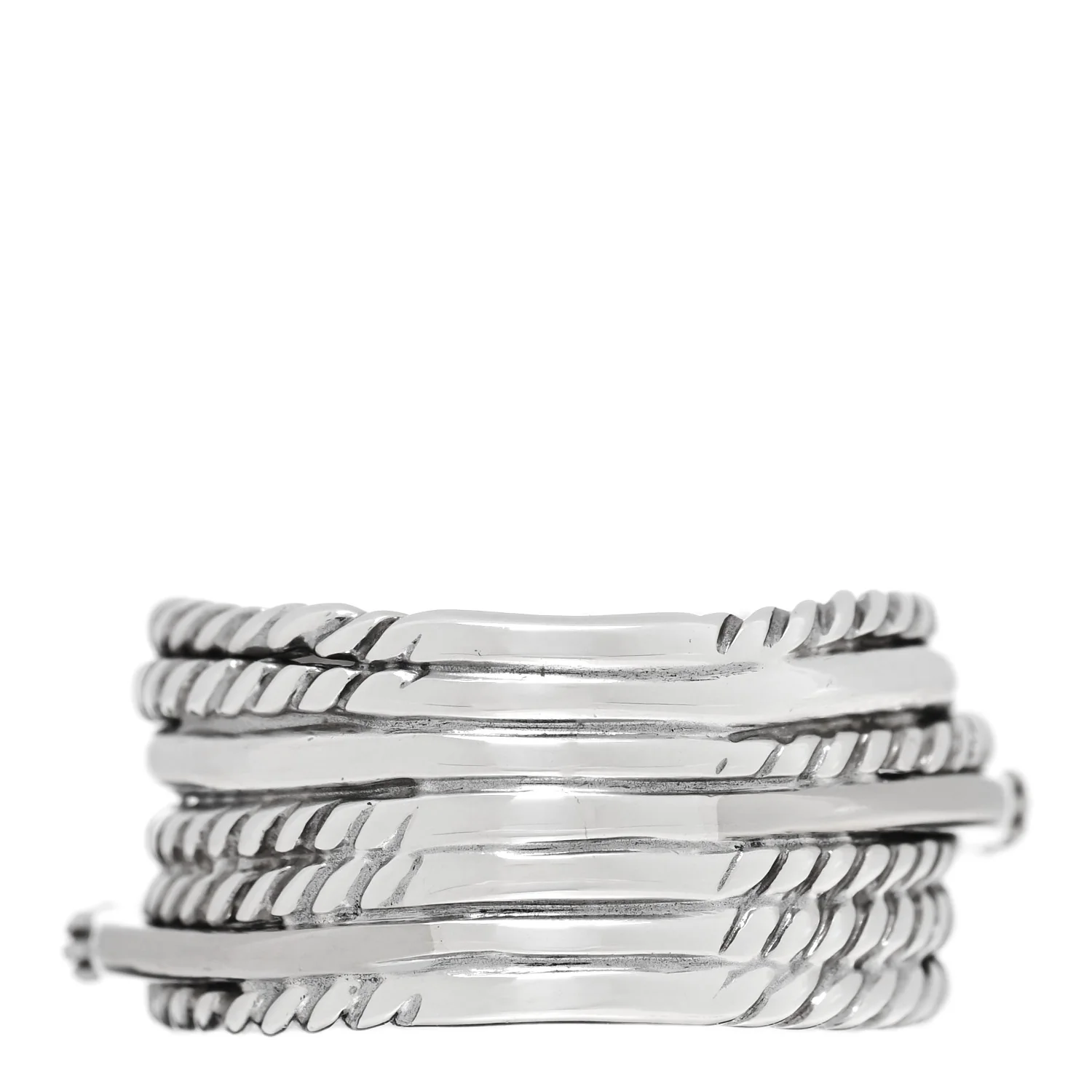 Sterling Silver 14K White Gold Diamond 11mm Wide Crossover Cable Ring 52 6 - Image 3