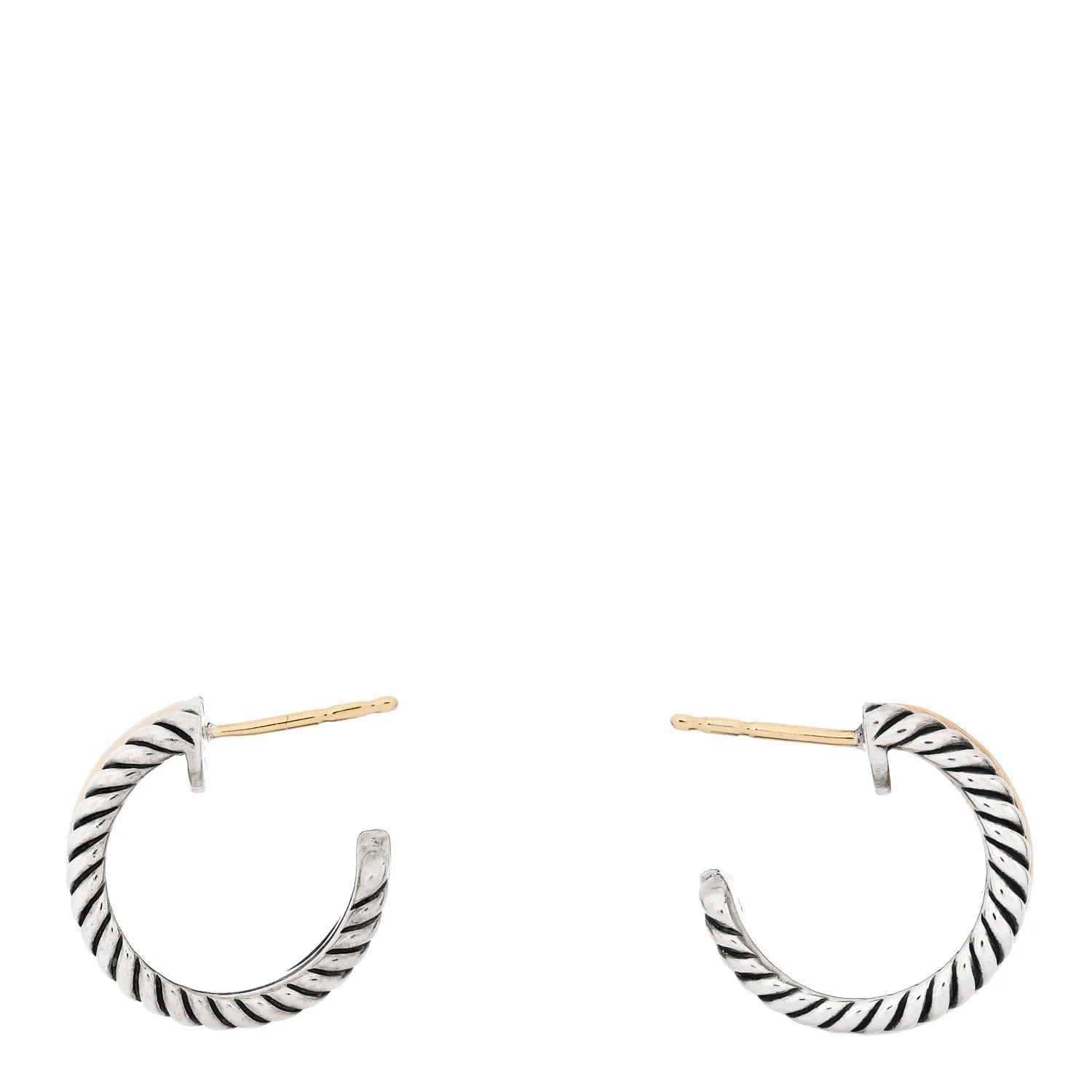 Sterling Silver 14K Yellow Gold 16mm Cable Classics Hoop Earrings - Image 3