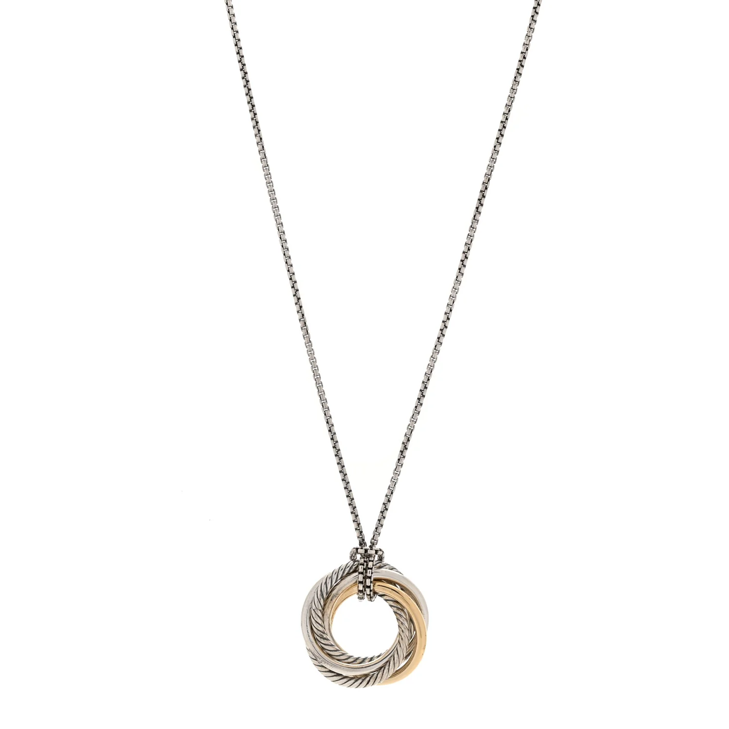 Sterling Silver 14K Yellow Gold 28mm Crossover Pendant Necklace