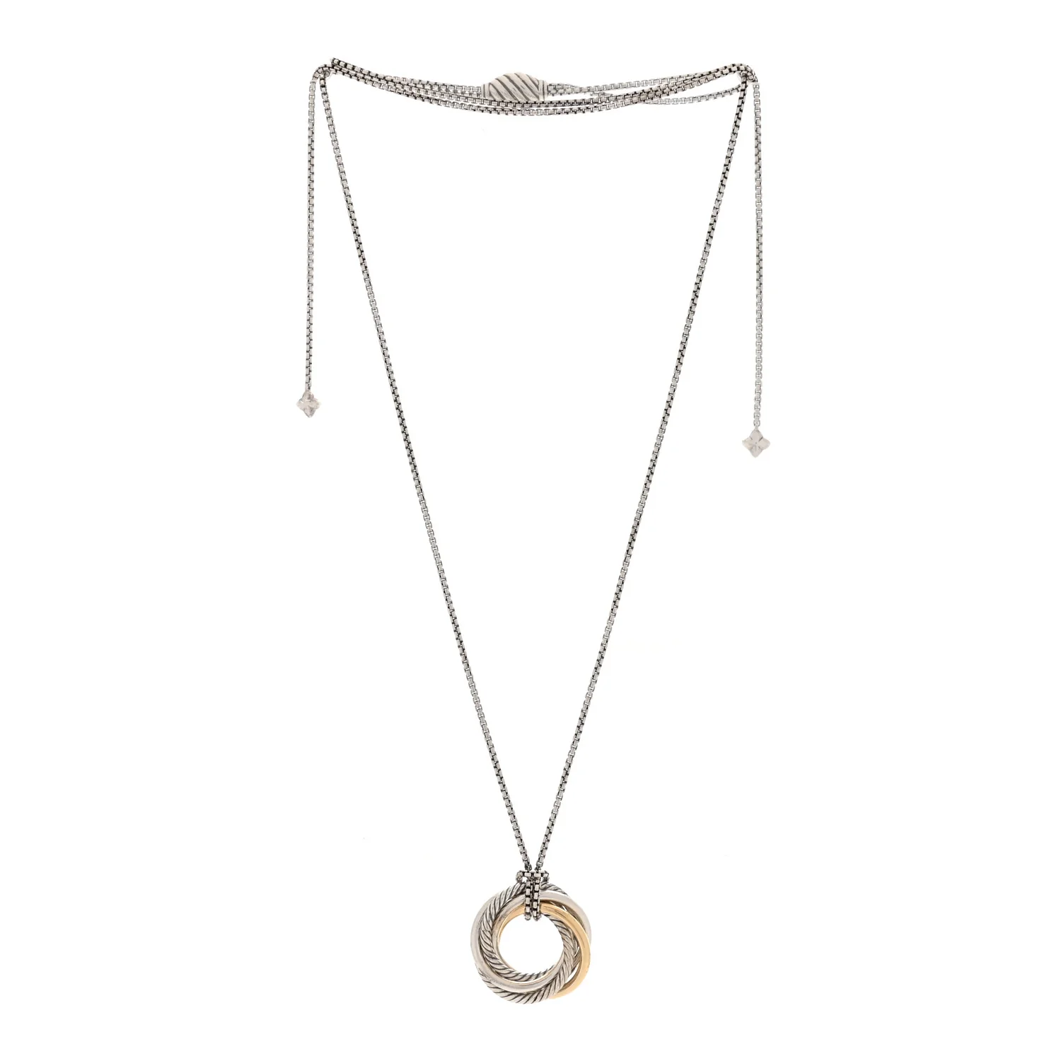 Sterling Silver 14K Yellow Gold 28mm Crossover Pendant Necklace - Image 3