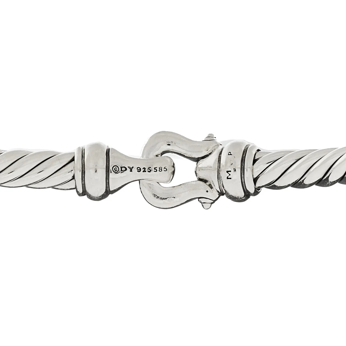 Sterling Silver 14K Yellow Gold 4mm Cable Classic Buckle Bracelet - Image 3