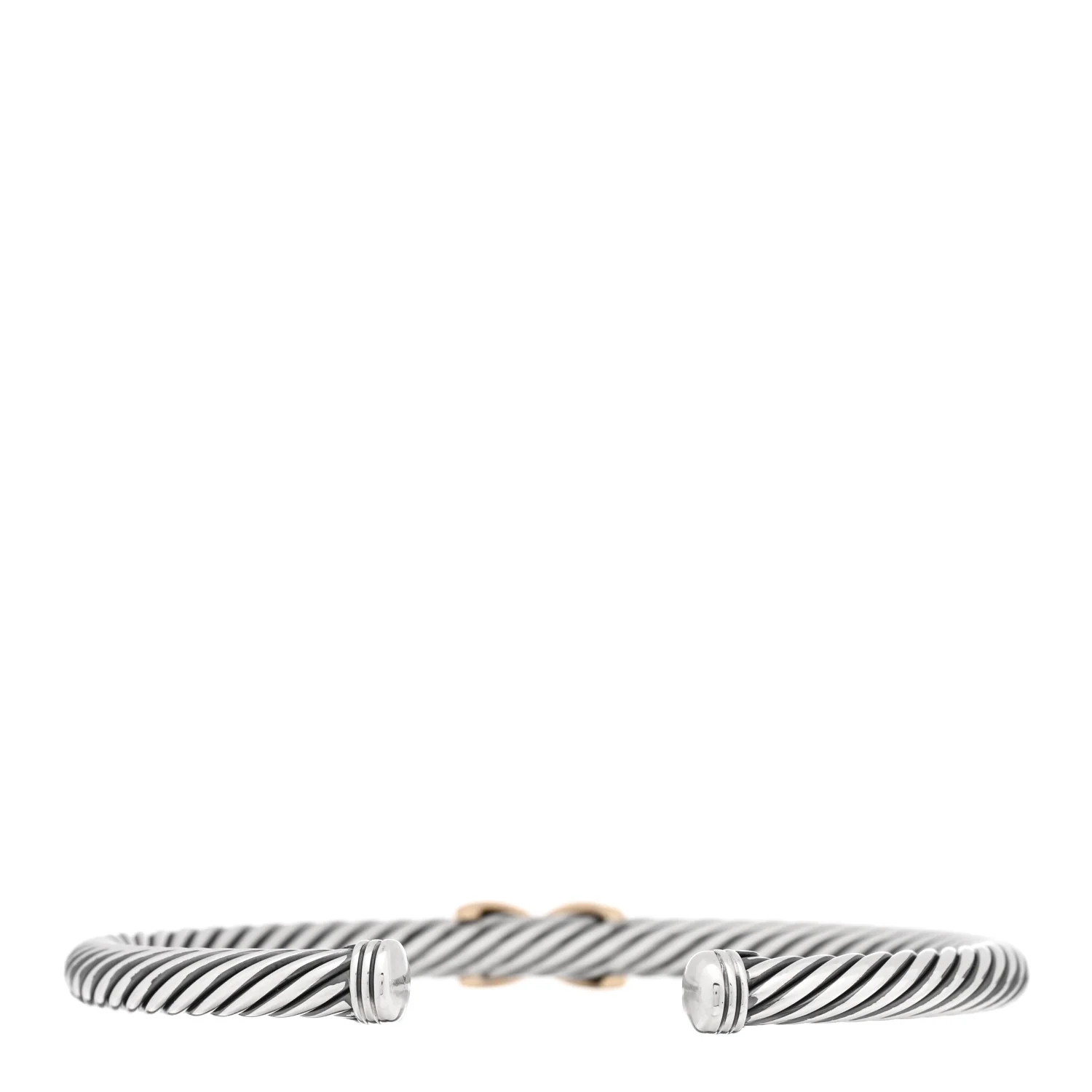 Sterling Silver 14K Yellow Gold 5mm X Station Cable Bracelet - Image 2