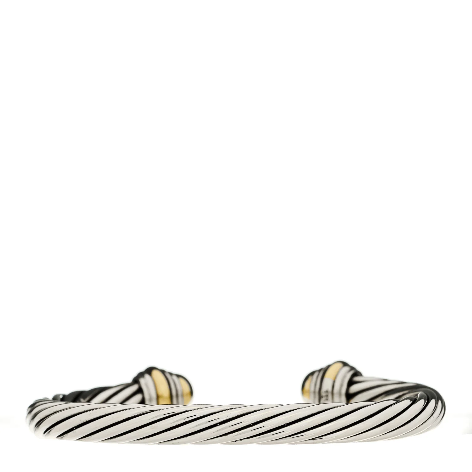 Sterling Silver 14K Yellow Gold 7mm Cable Classics Dome Bracelet - Image 2