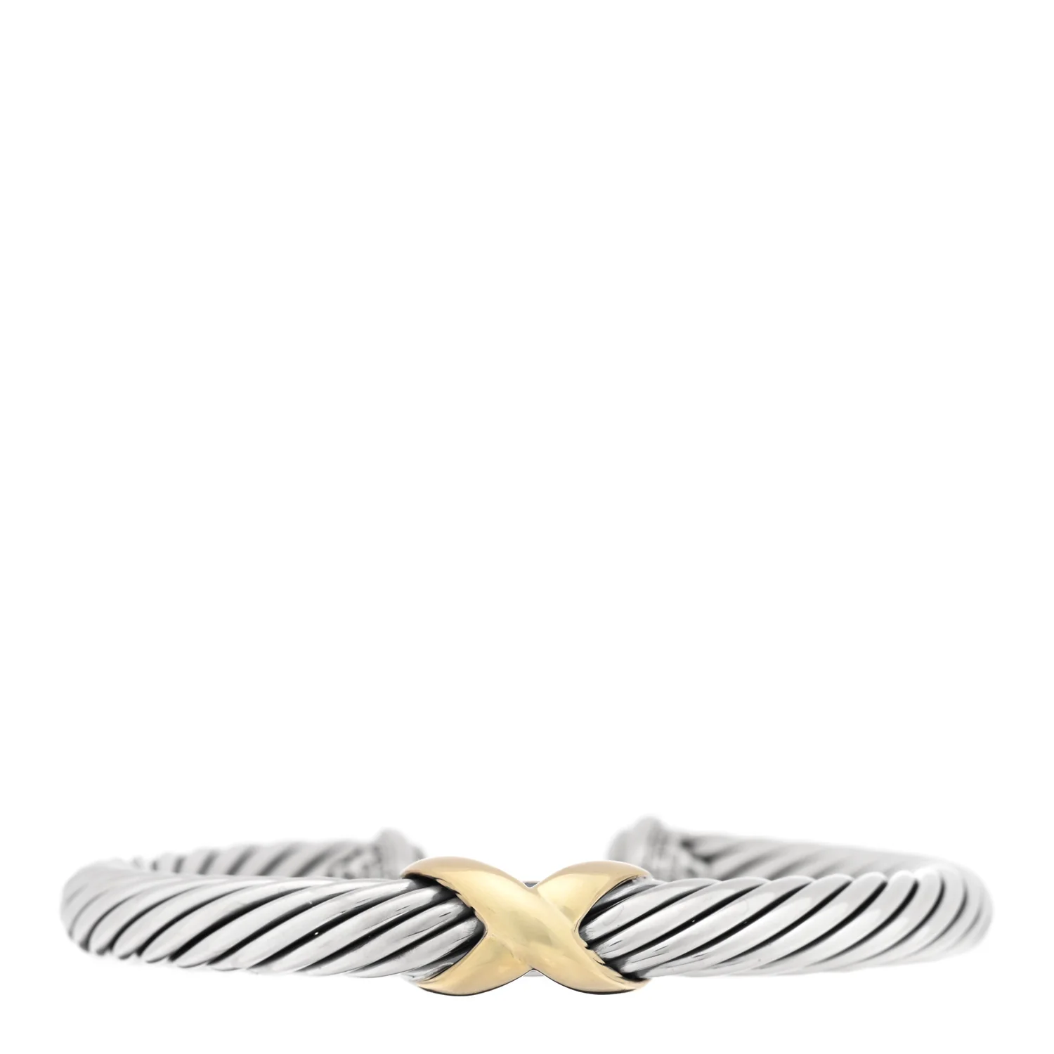 Sterling Silver 14K Yellow Gold 7mm X Station Cable Bracelet