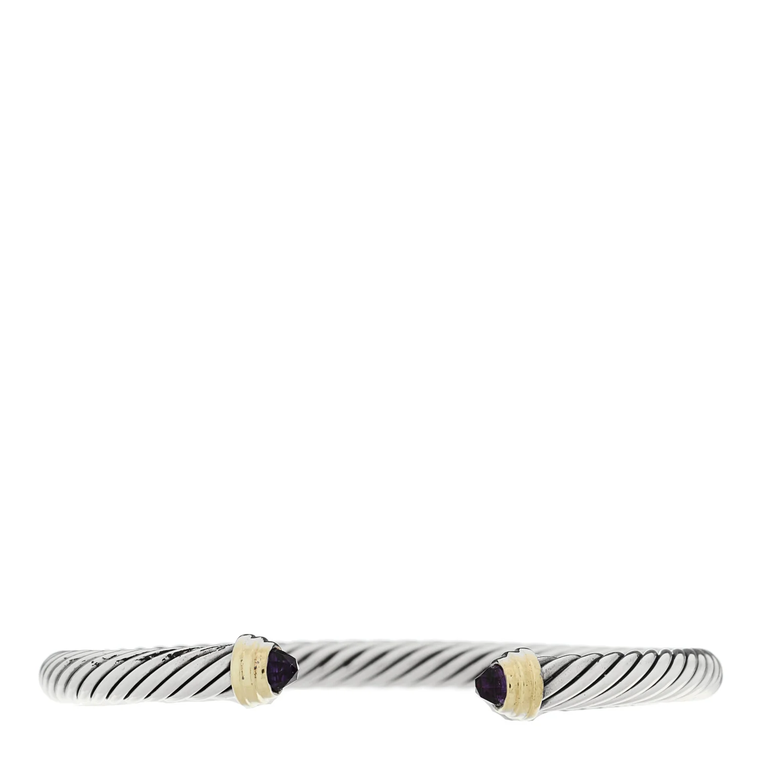 Sterling Silver 14K Yellow Gold Amethyst 4mm Cable Kids Bracelet