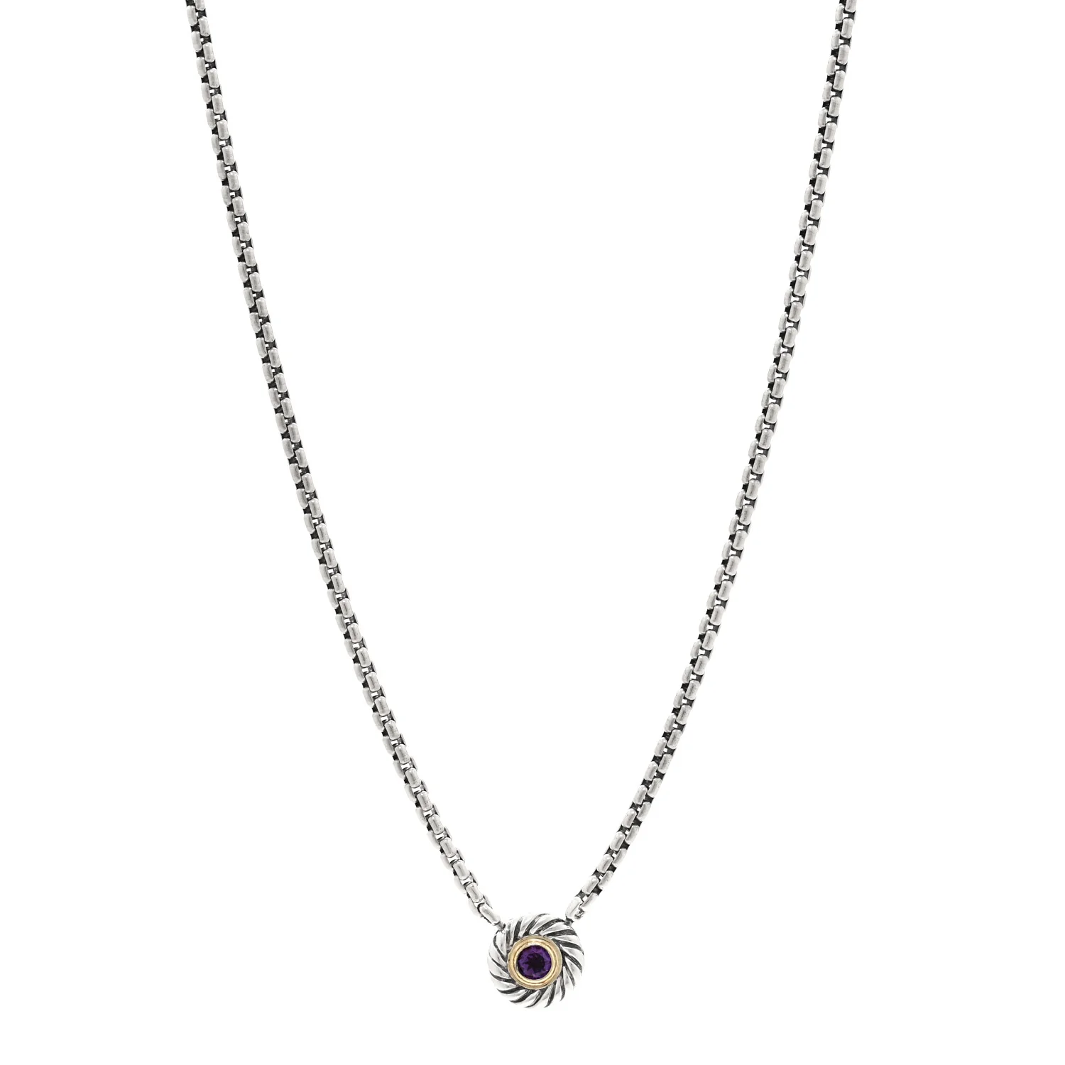 Sterling Silver 14K Yellow Gold Amethyst Cookie Necklace