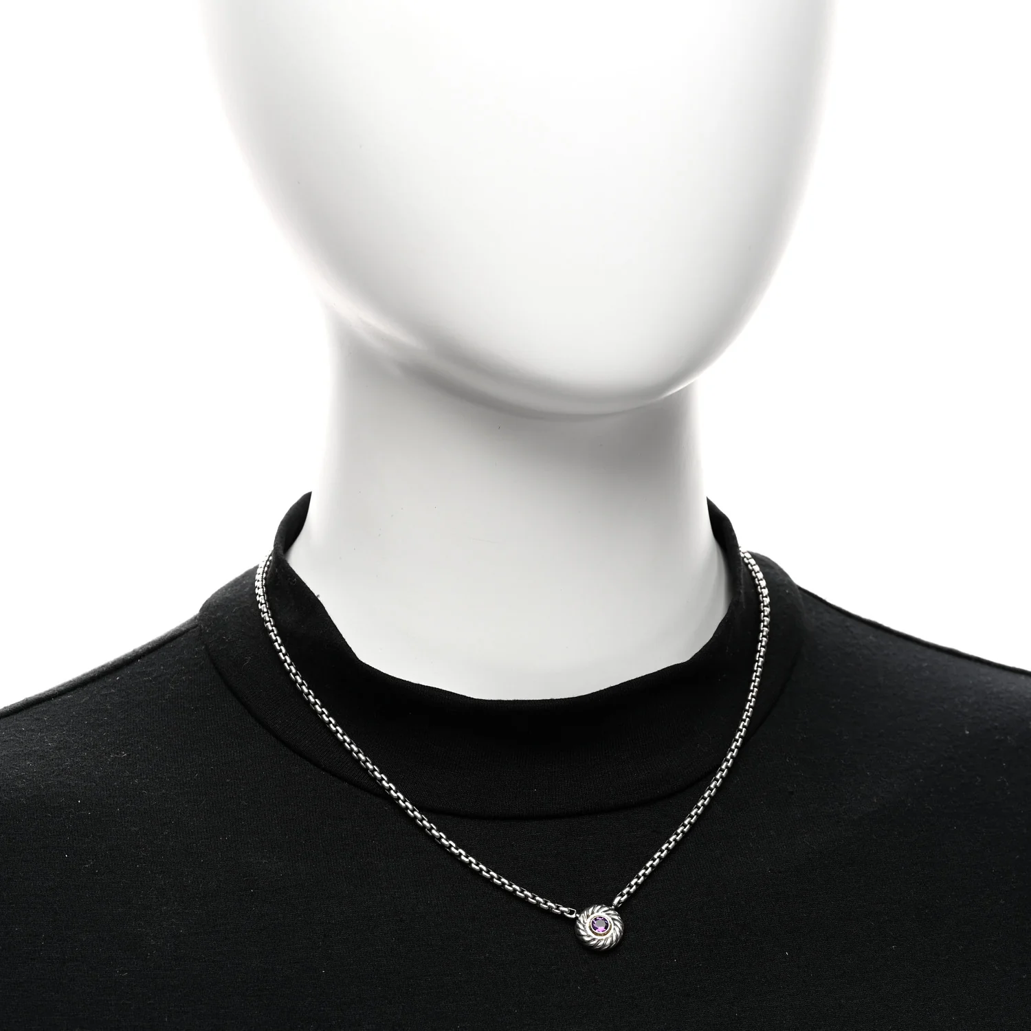 Sterling Silver 14K Yellow Gold Amethyst Cookie Necklace - Image 2