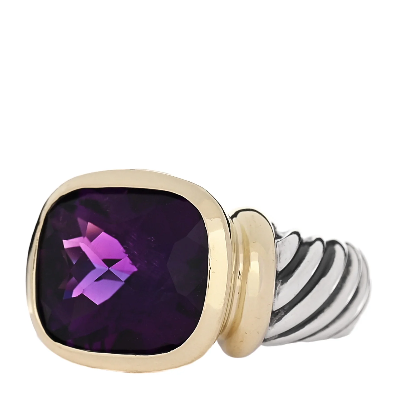 Sterling Silver 14K Yellow Gold Amethyst Noblesse Ring 51 5.75 - Image 3