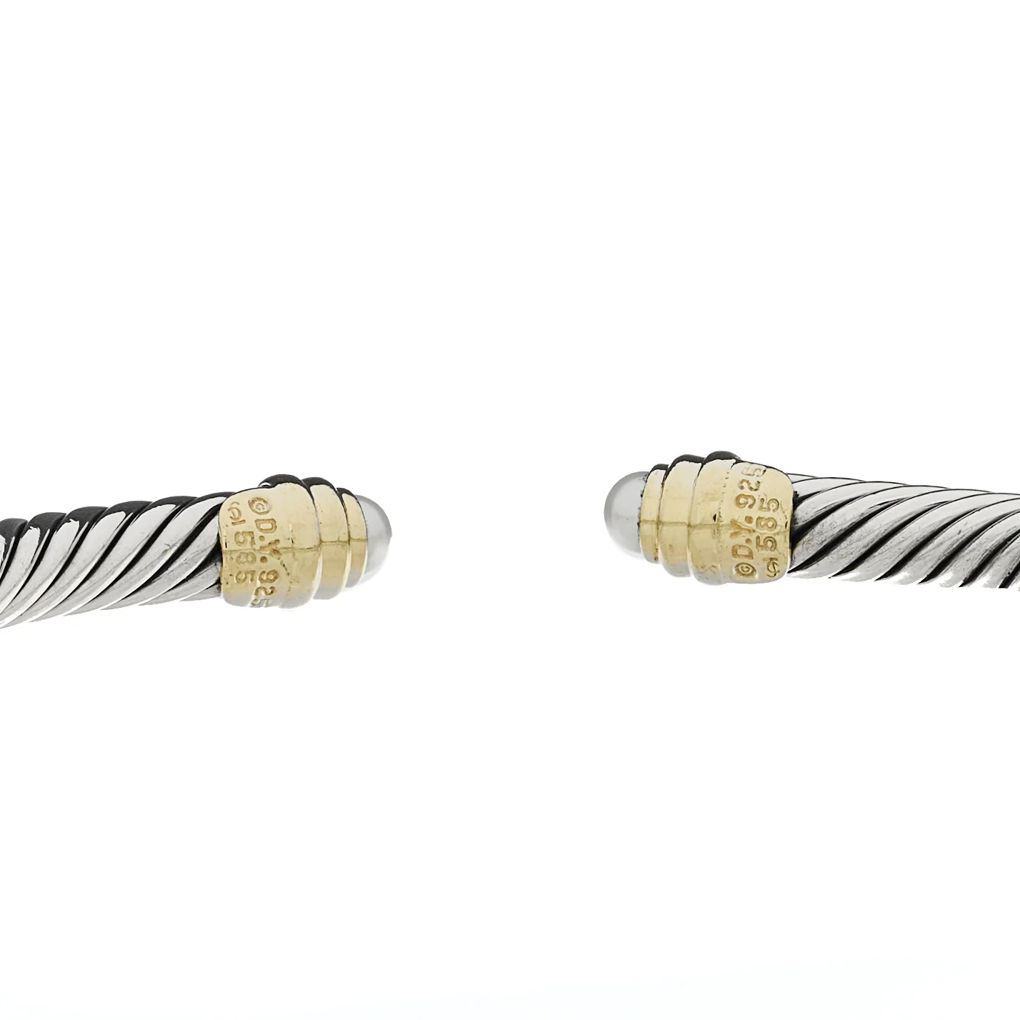Sterling Silver 14K Yellow Gold Cultured Pearl 5mm Cable Classics Petite Color Bracelet - Image 3