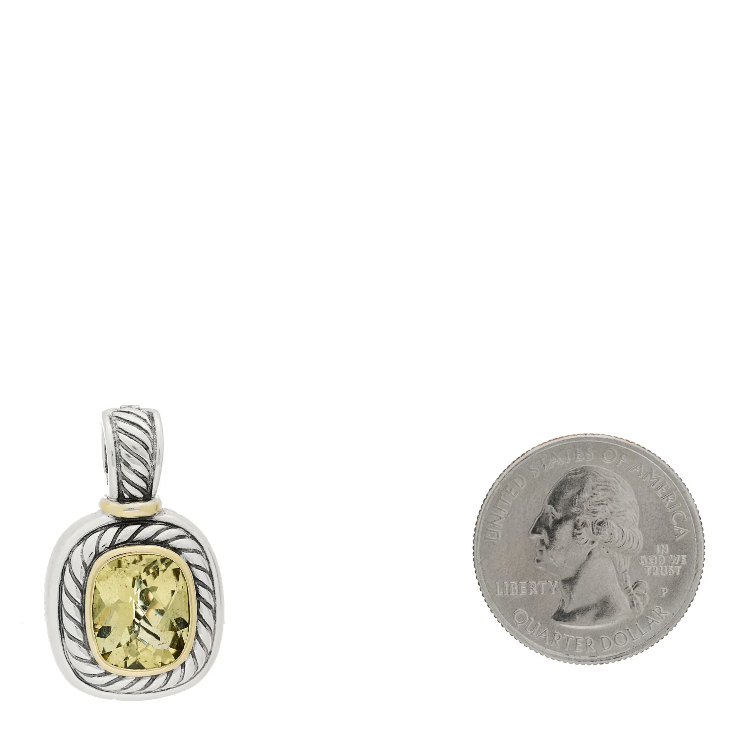 Sterling Silver 14K Yellow Gold Prasiolite Albion Pendant - Image 2