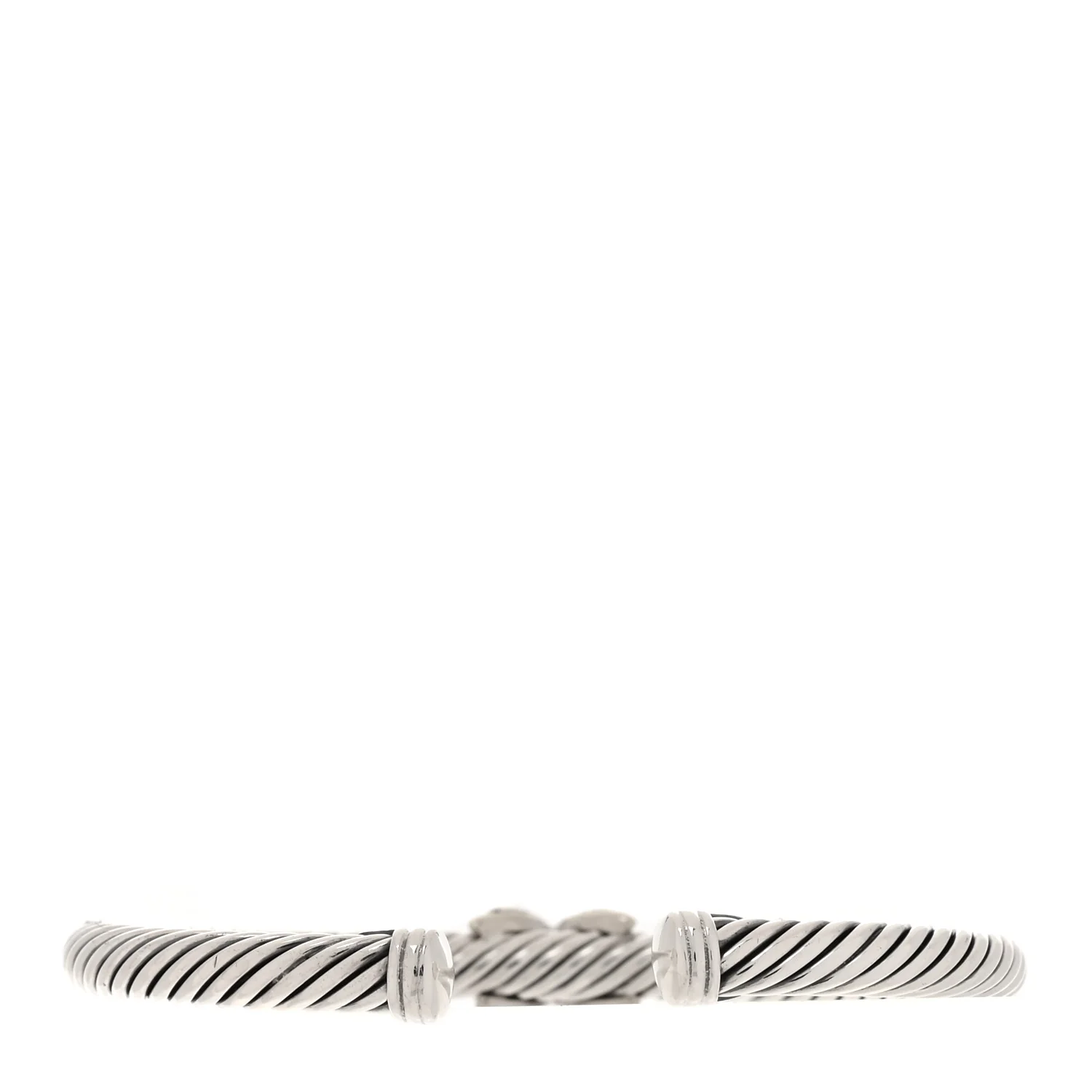 Sterling Silver 18K White Gold Diamond Pave 5mm X Cable Bracelet - Image 2