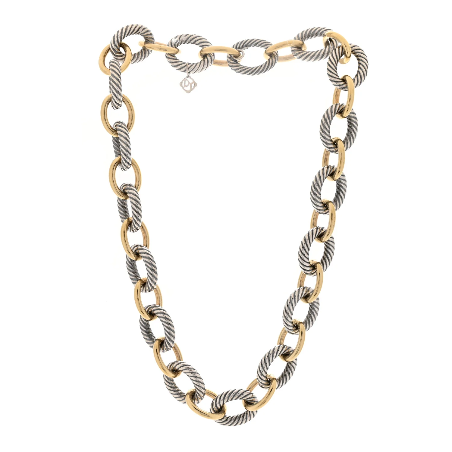 Sterling Silver 18K Yellow Gold 18mm Extra Large Oval Link Necklace - Image 3