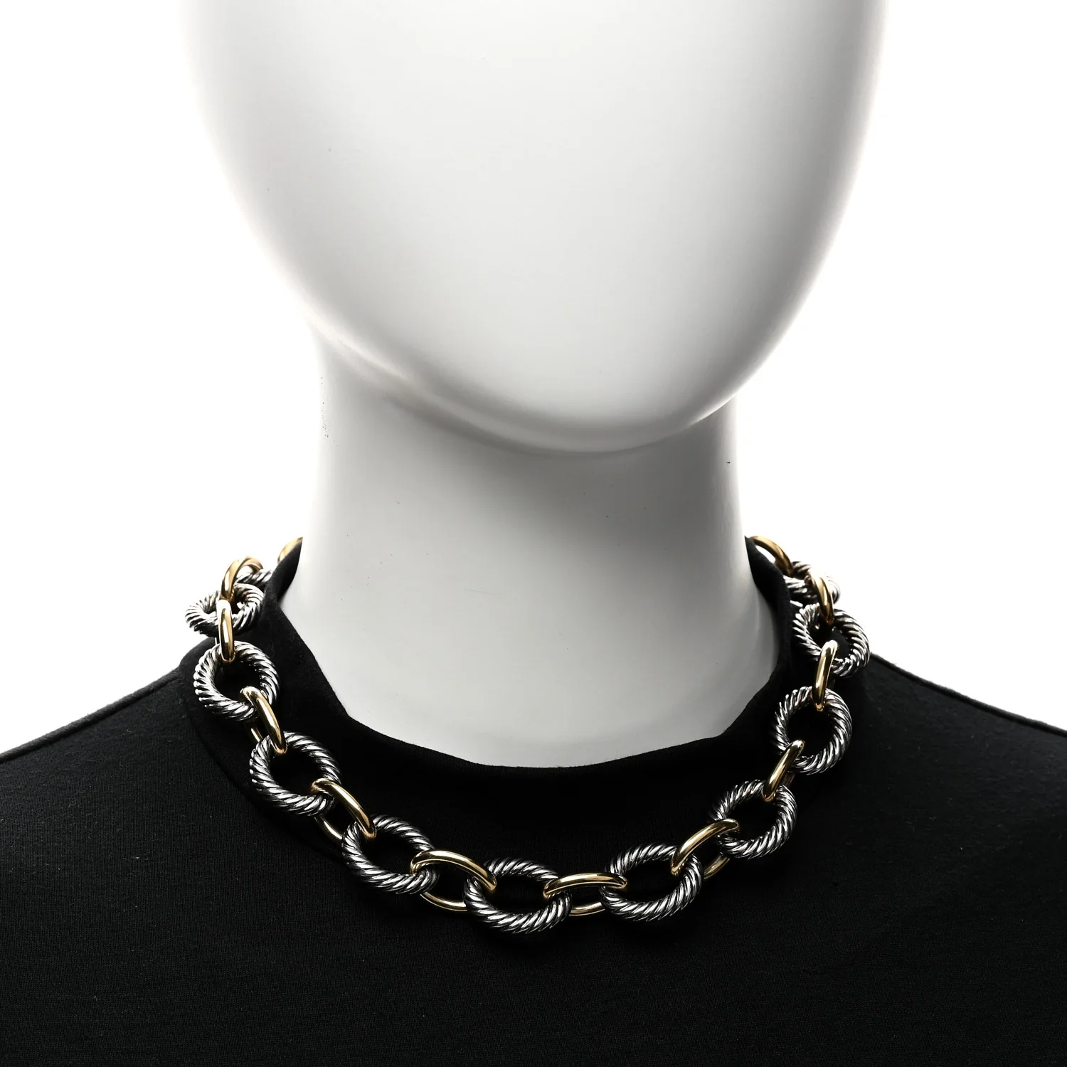 Sterling Silver 18K Yellow Gold 18mm Oval Link Necklace - Image 2