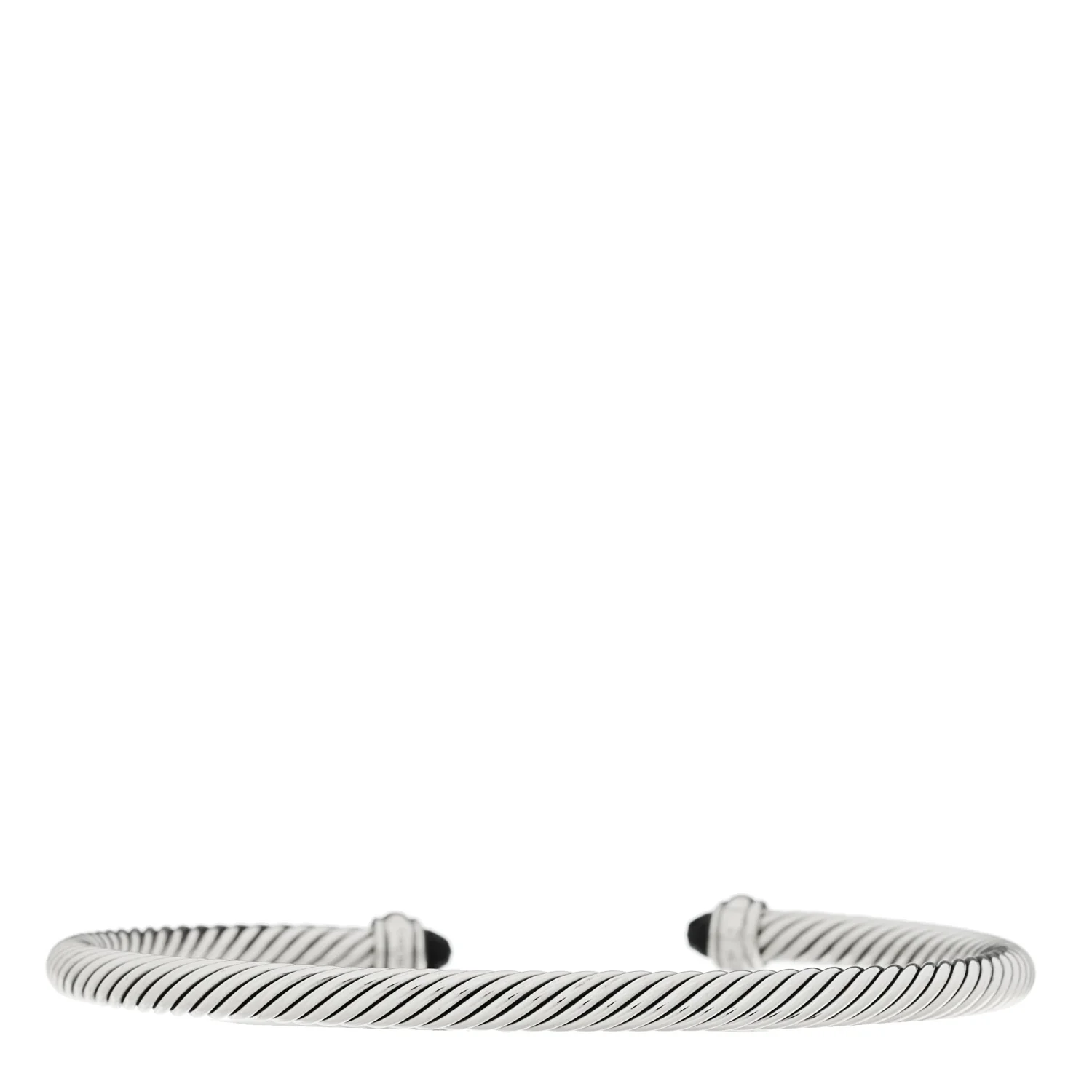 Sterling Silver 18K Yellow Gold Black Onyx 4mm Cable Classics Bracelet - Image 2