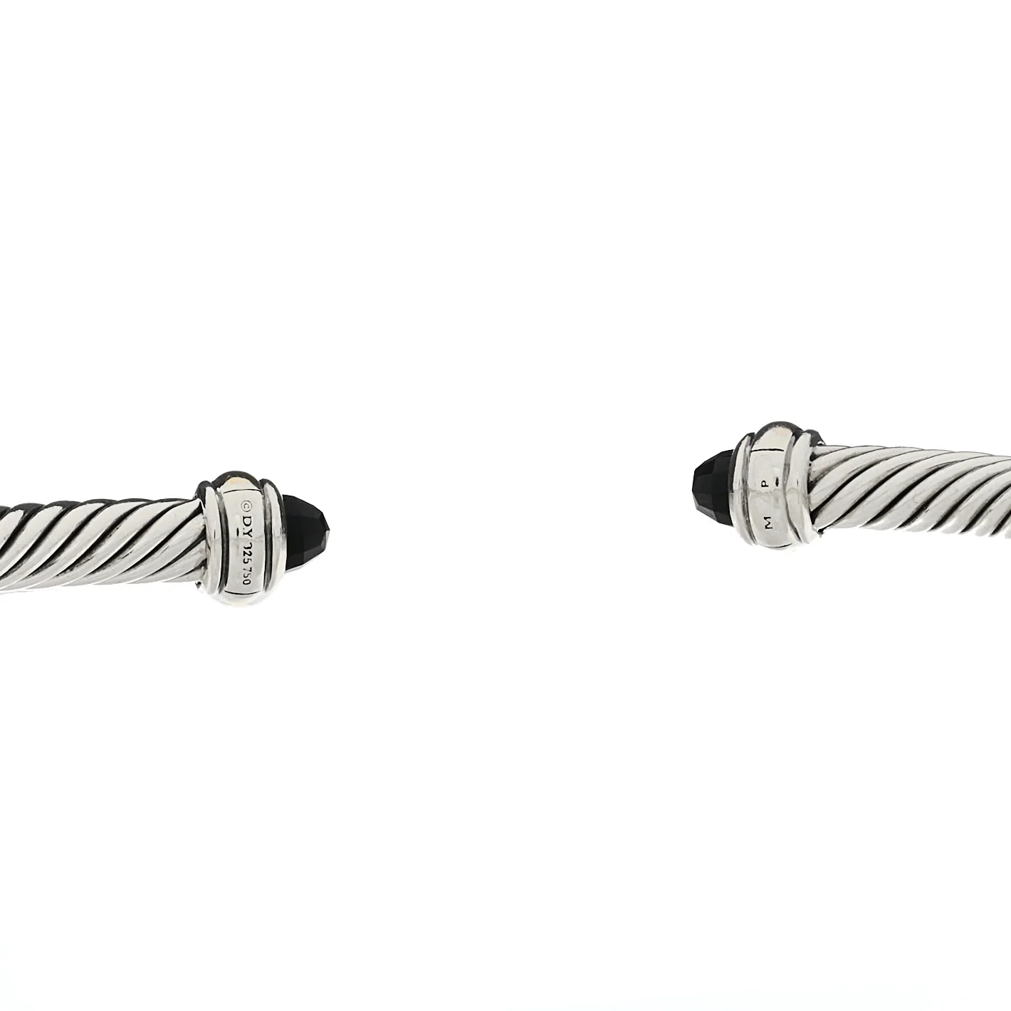 Sterling Silver 18K Yellow Gold Black Onyx 4mm Cable Classics Bracelet - Image 3