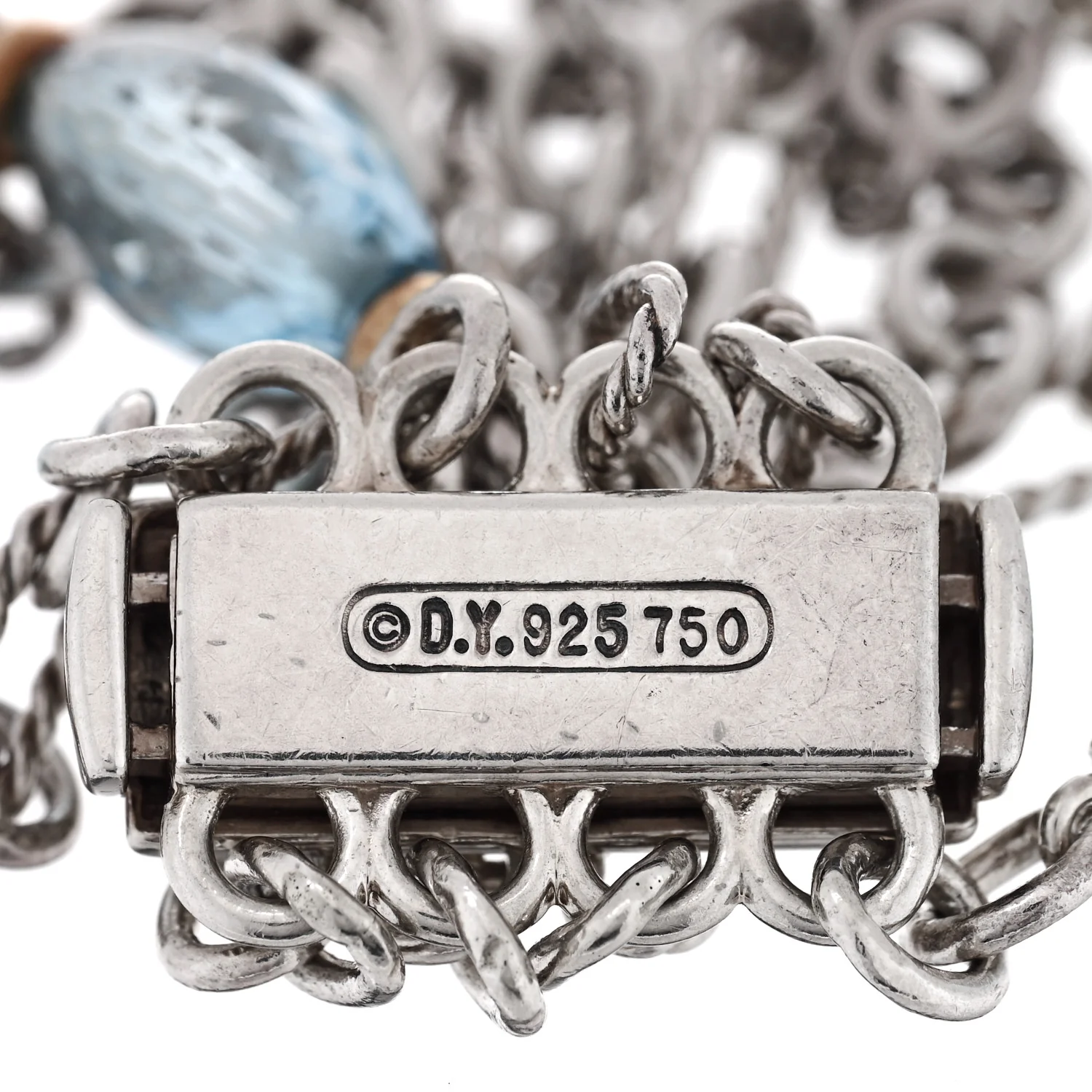 Sterling Silver 18K Yellow Gold Blue Topaz Figaro Multi Strand Bracelet - Image 3
