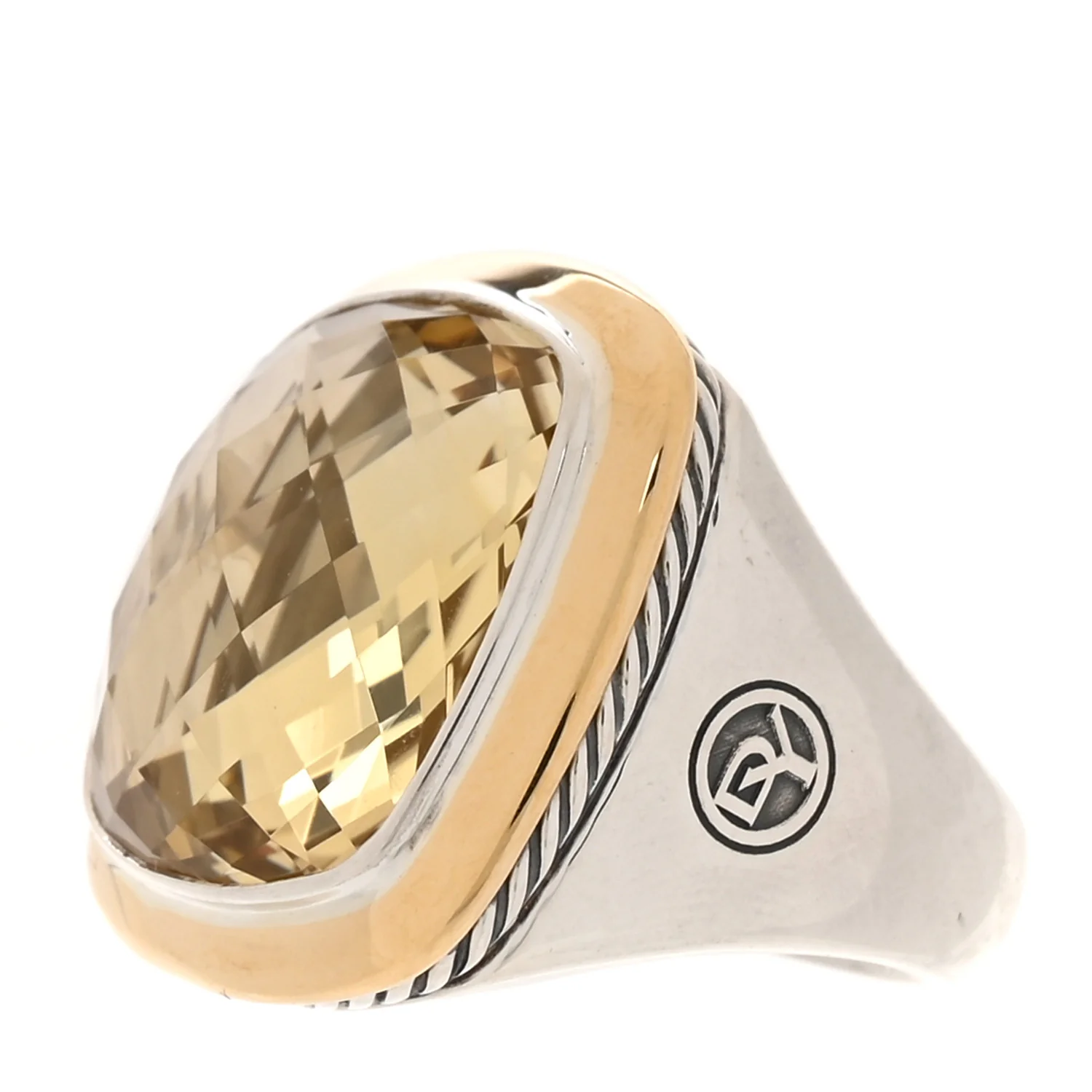 Sterling Silver 18K Yellow Gold Citrine 20mm Albion Statement Ring 52 6 - Image 4
