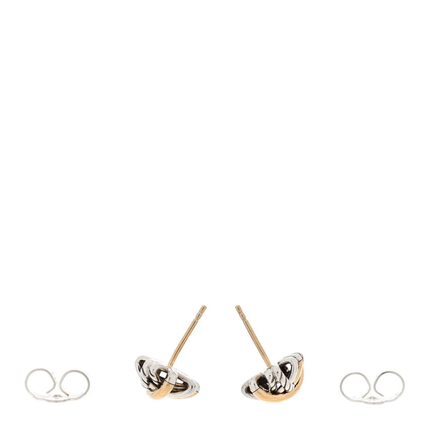 Sterling Silver 18K Yellow Gold Crossover Stud Earrings - Image 3