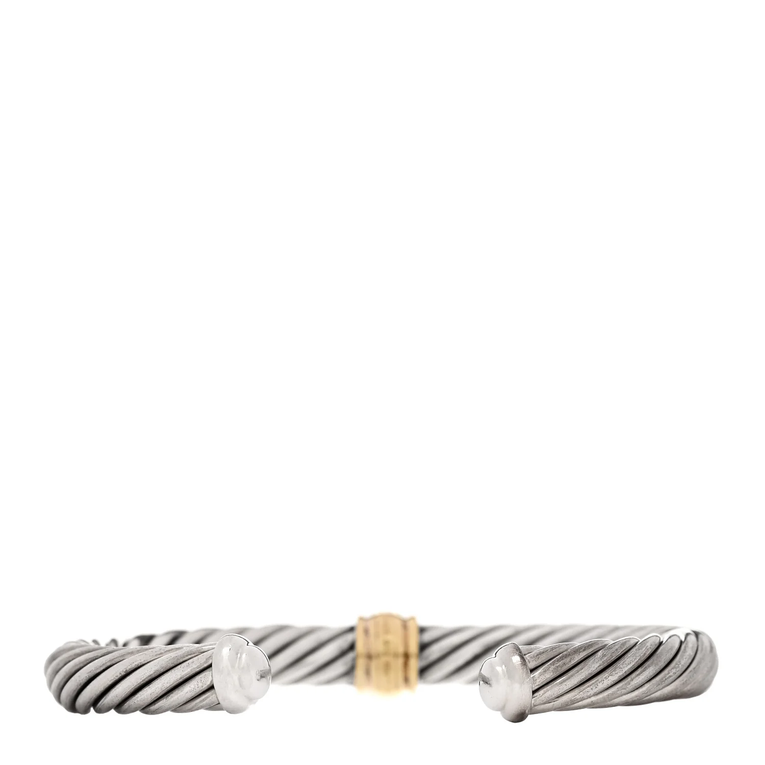 Sterling Silver 18K Yellow Gold Diamond 7mm Cable Classics Station Bracelet - Image 2