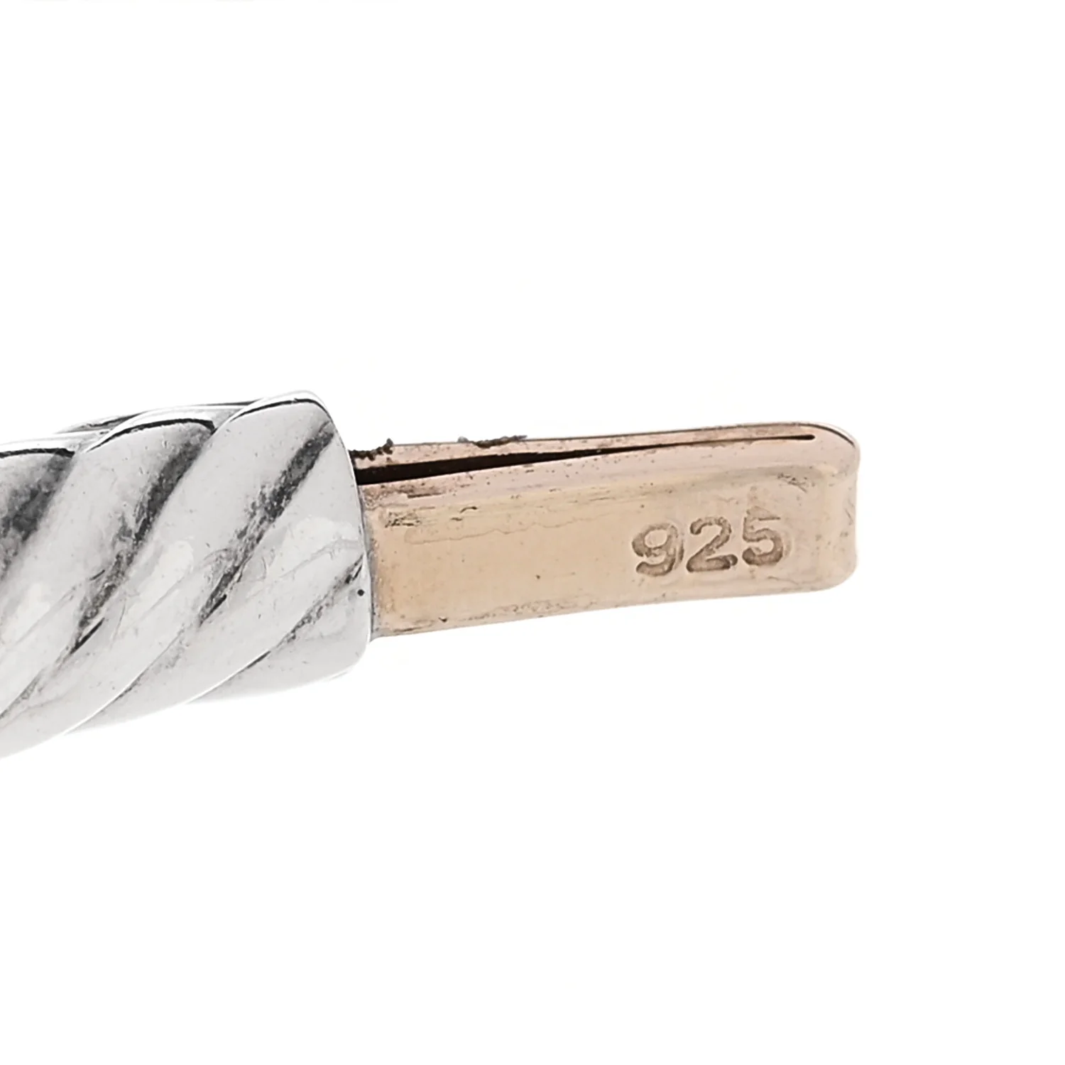 Sterling Silver 18K Yellow Gold Diamond Peridot Cable Hinged Bracelet - Image 3