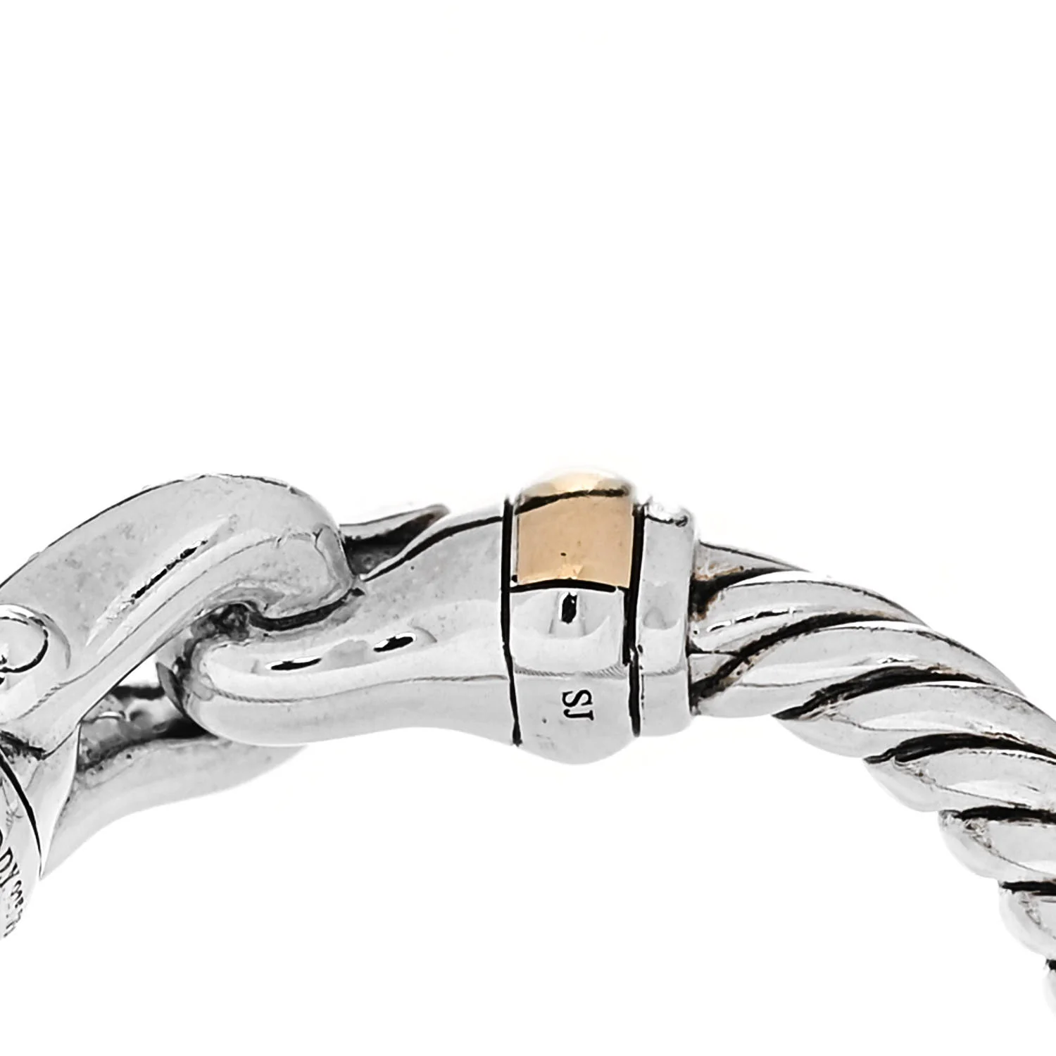 Sterling Silver 18K Yellow Gold Diamond Petite Buckle Ring 54 6.75 - Image 5