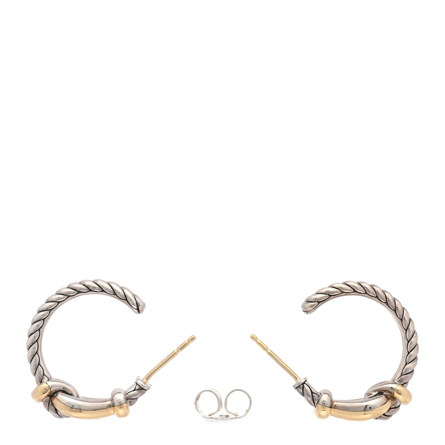 Sterling Silver 18K Yellow Gold Hoop Earrings - Image 3