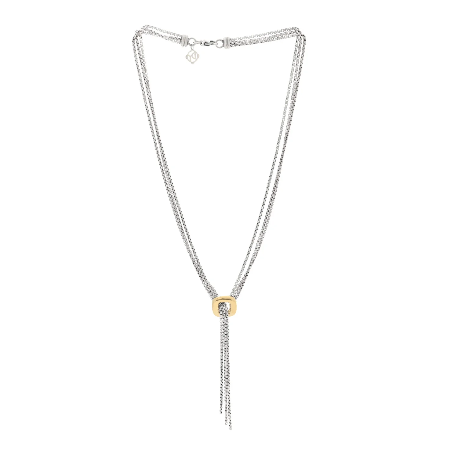Sterling Silver 18K Yellow Gold Lariat Waterfall Necklace - Image 3