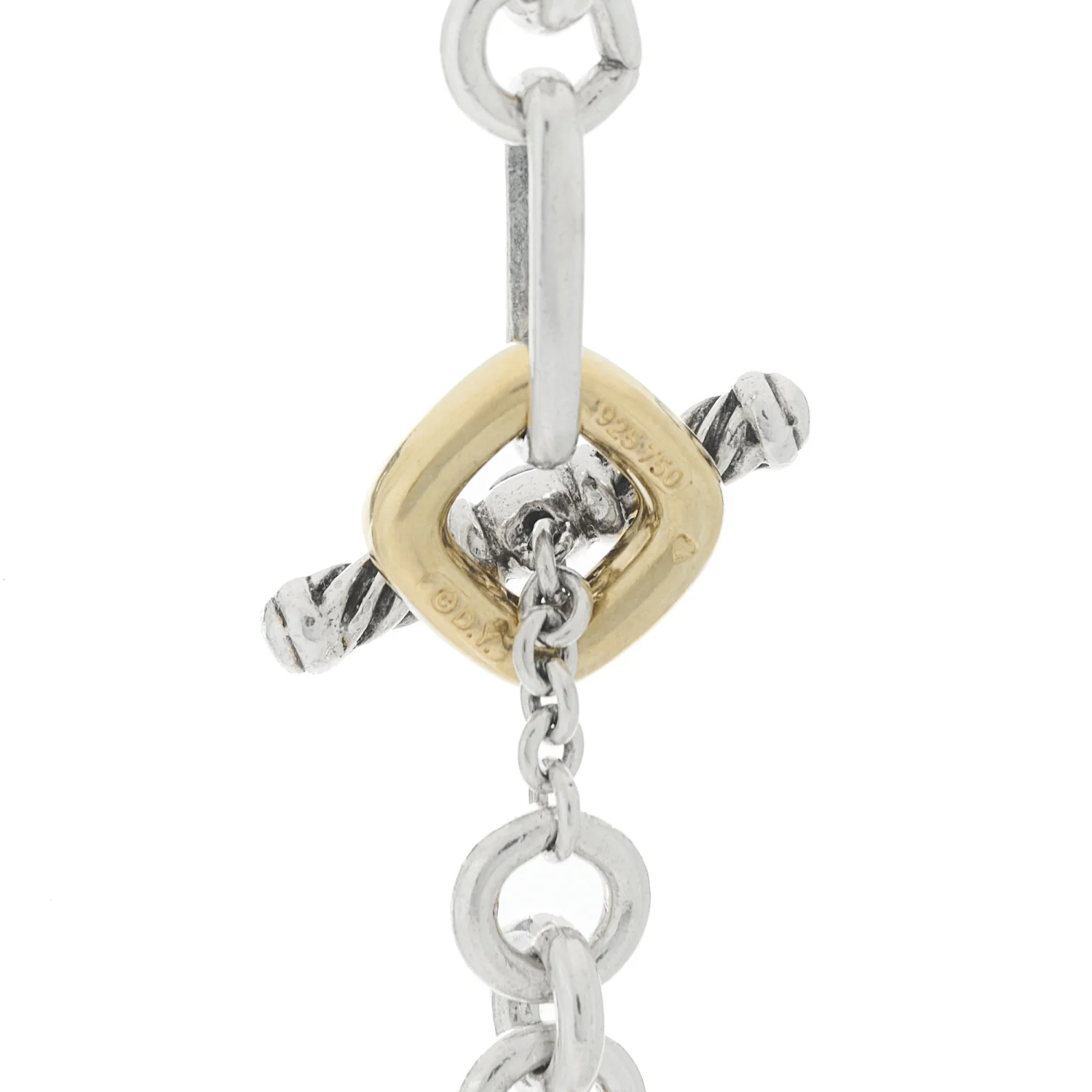 Sterling Silver 18K Yellow Gold Link Figaro Link Toggle Necklace - Image 3