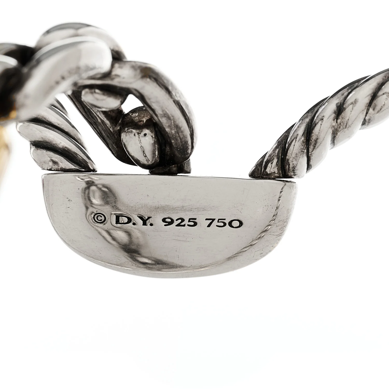 Sterling Silver 18K Yellow Gold Wellesley Link Three-Row Cuff Bracelet - Image 3