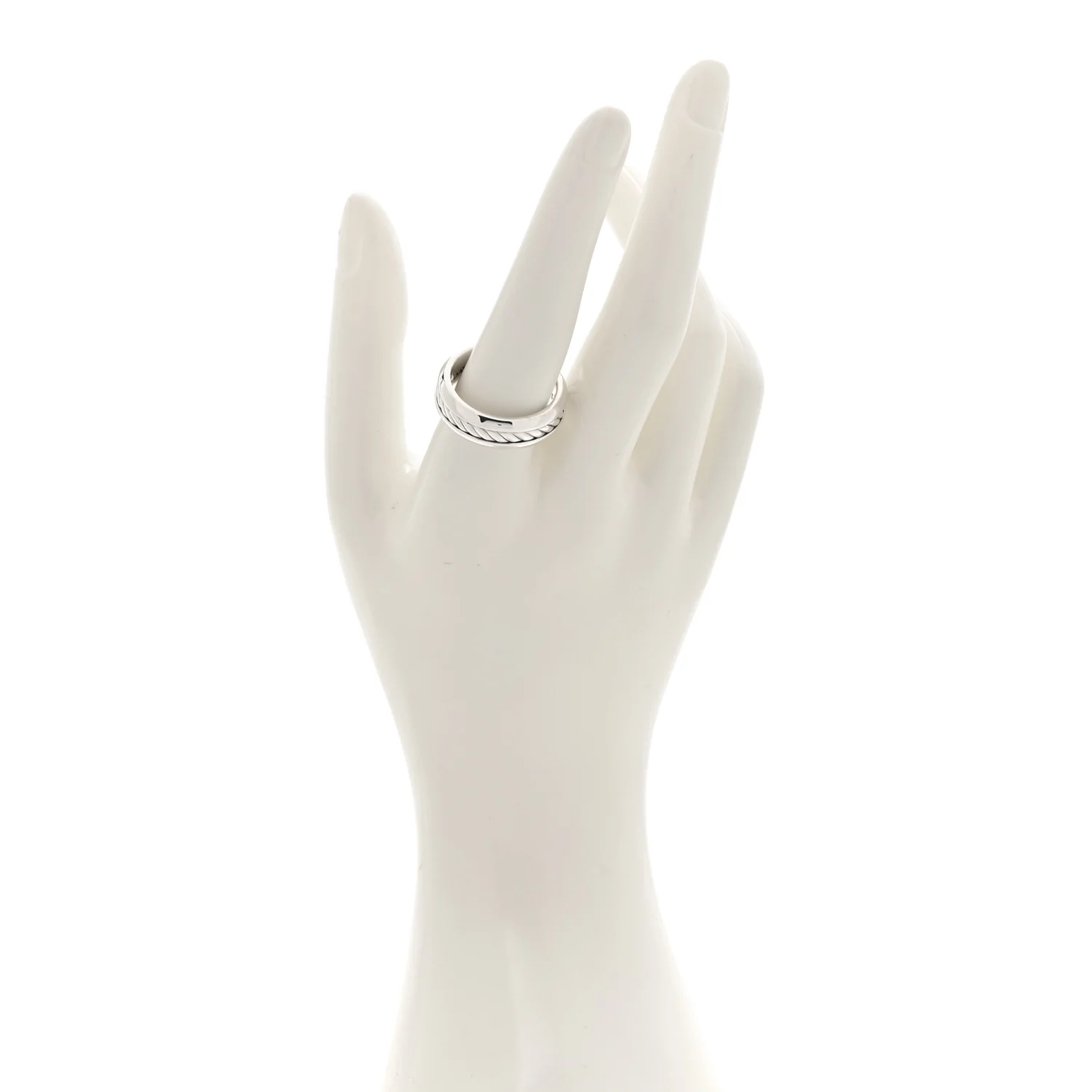 Sterling Silver 8mm Cable Inset Band Ring 62 10 - Image 2