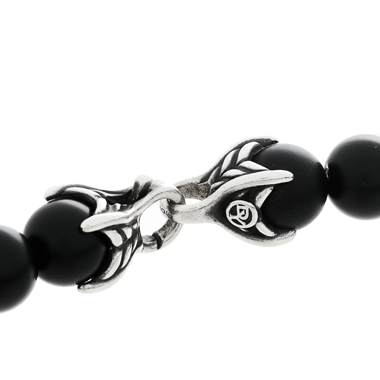 Sterling Silver Black Diamond Black Onyx 10mm Spiritual Beads Bracelet - Image 3