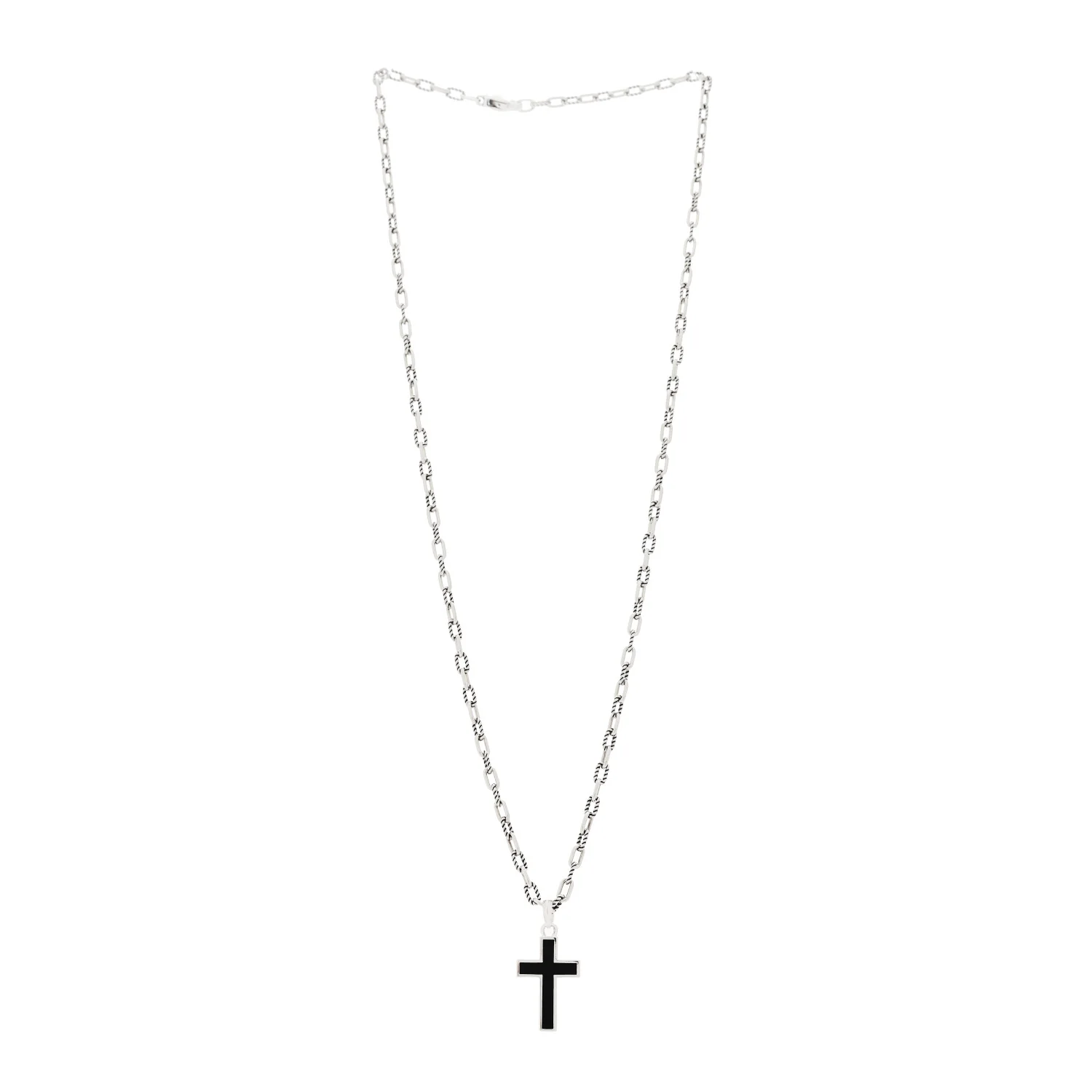 Sterling Silver Black Onyx Cross Pendant DY Madison Chain Necklace - Image 3