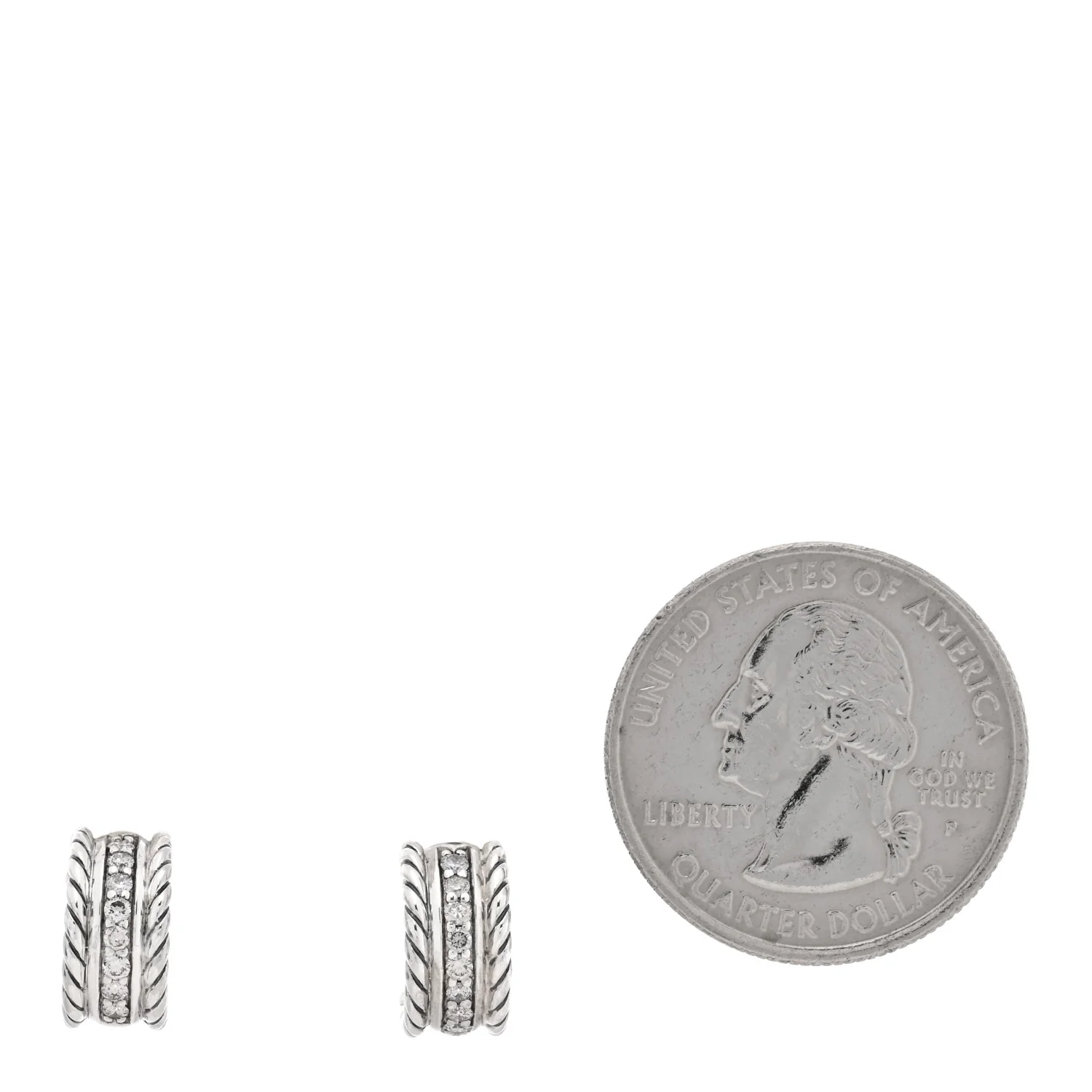 Sterling Silver Diamond 12mm Cable Hoop Earrings - Image 2