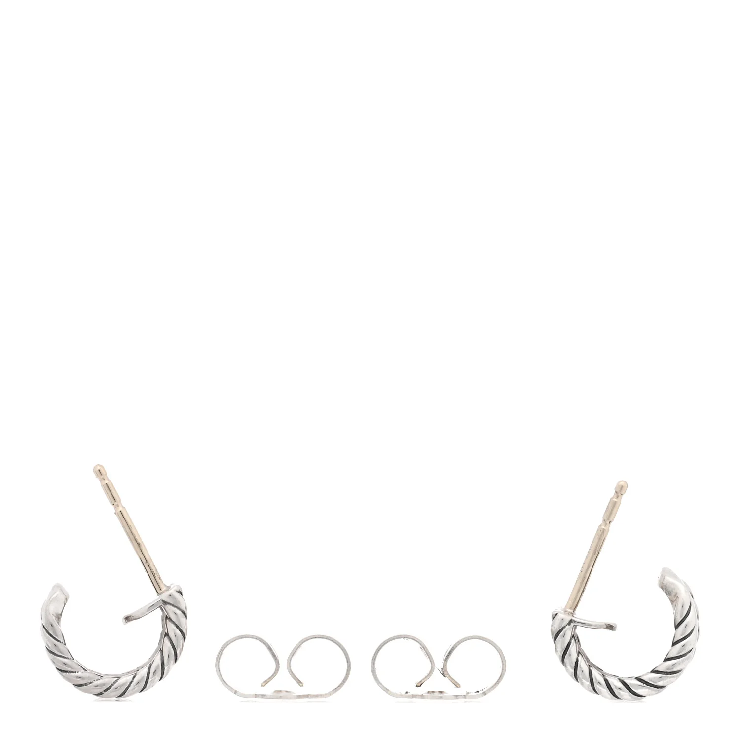 Sterling Silver Diamond 12mm Cable Hoop Earrings - Image 3