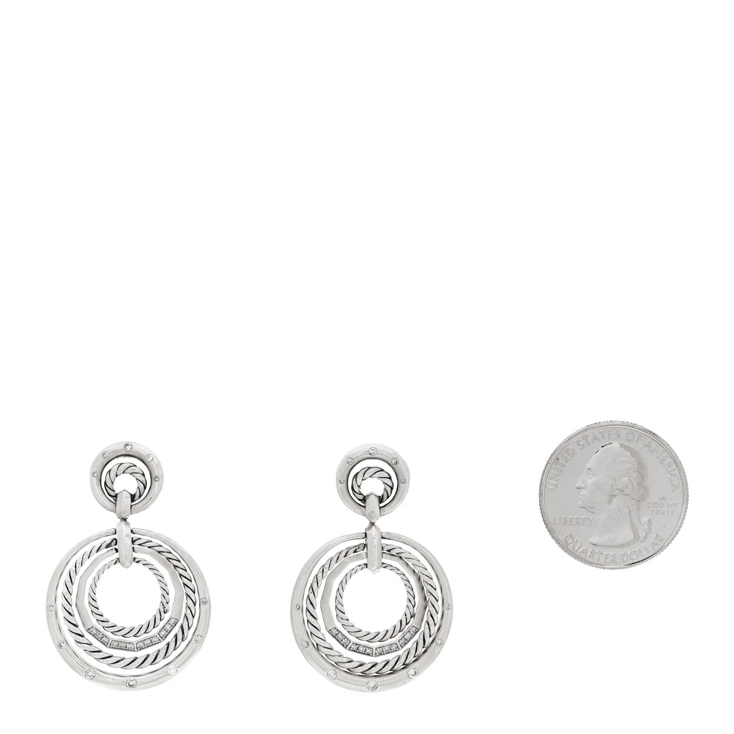 Sterling Silver Diamond 27mm Stax Drop Earrings - Image 2