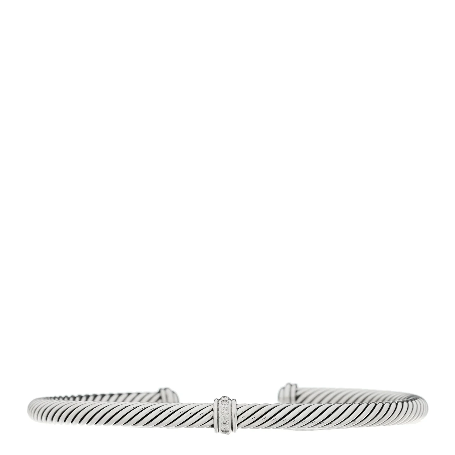 Sterling Silver Diamond 4mm Cable Classics Center Station Bracelet